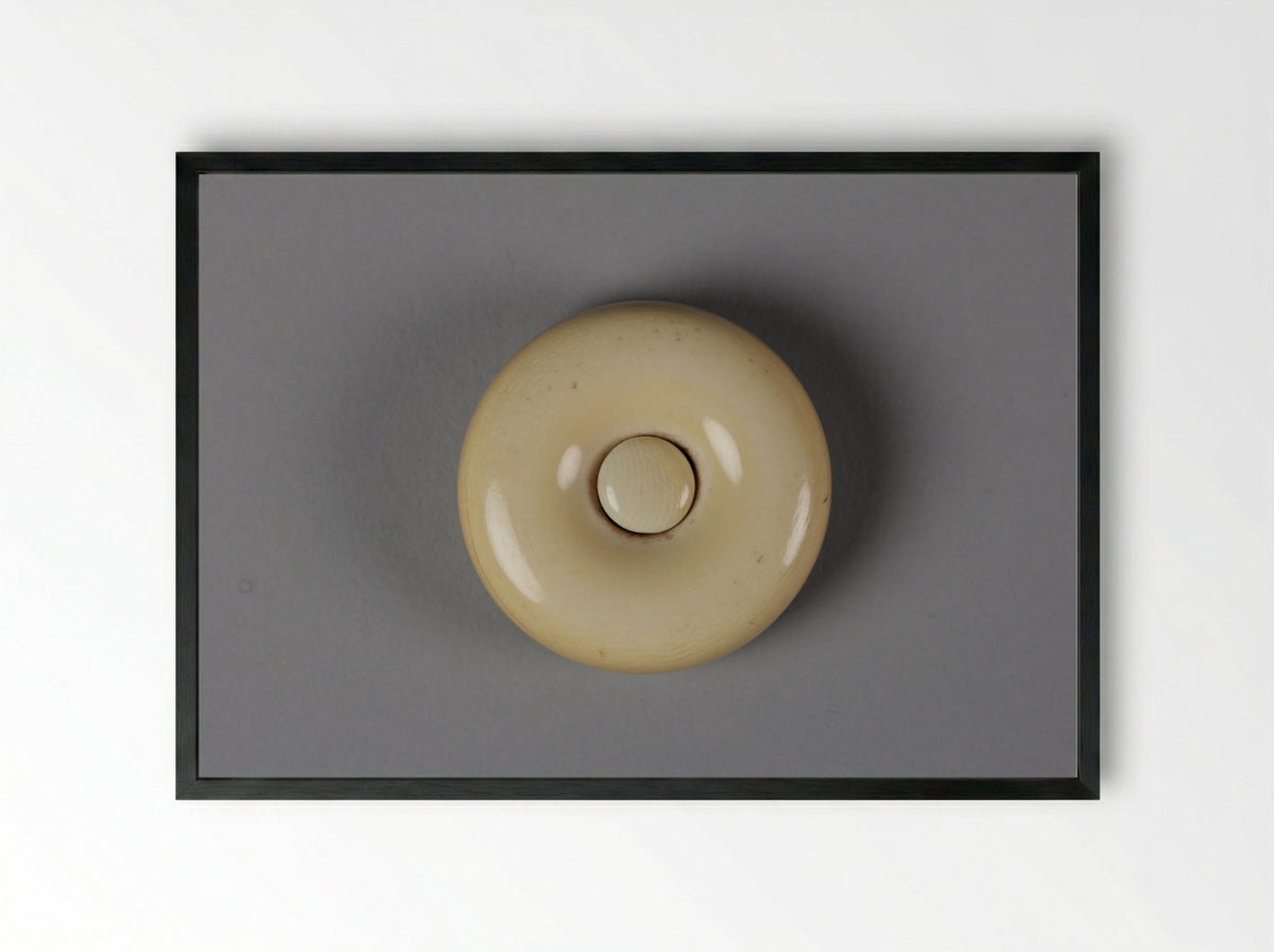 Netsuke (Carved Figure of Guan Yu) - Fine Art Print - Framed Print Black