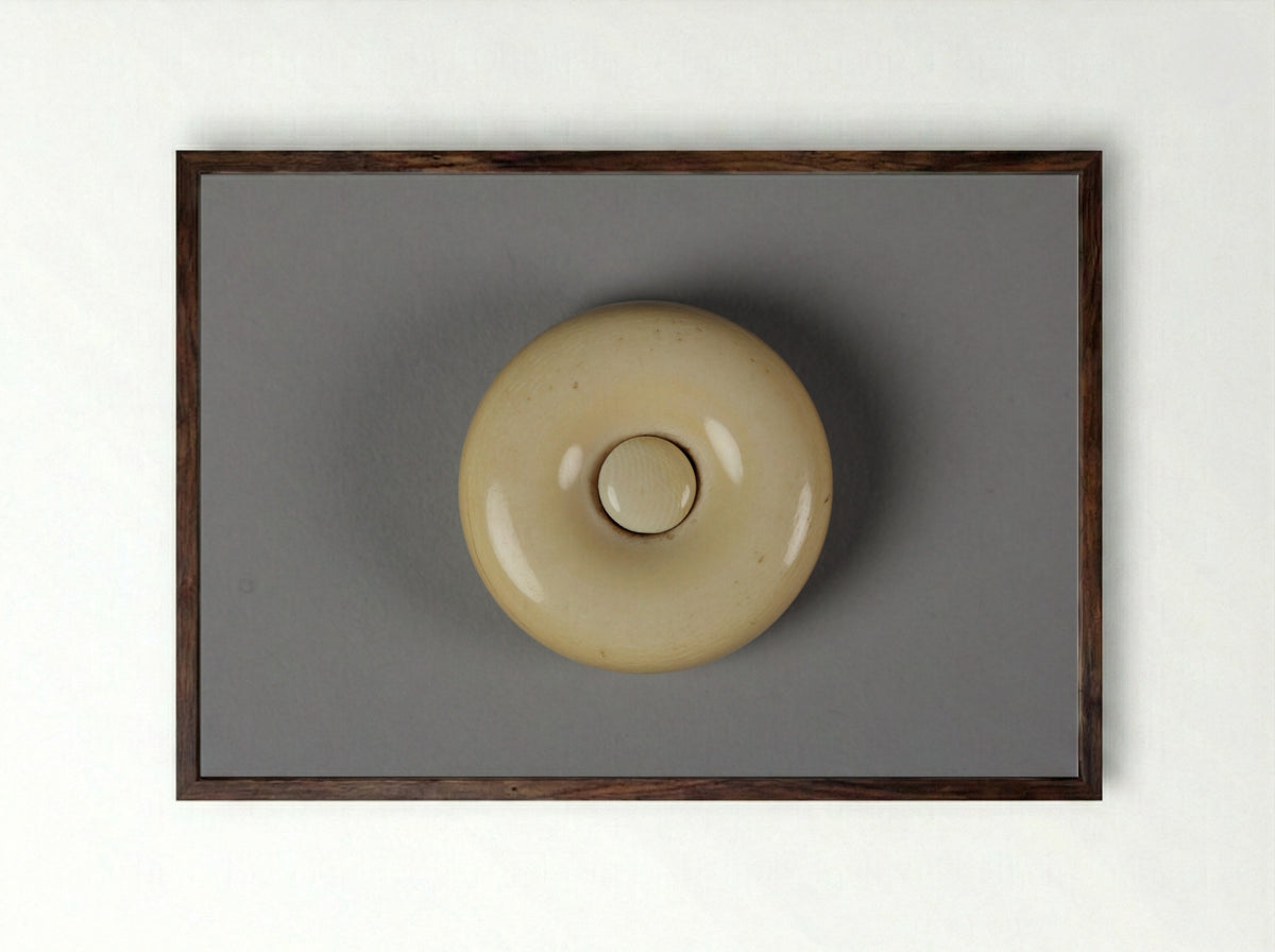 Netsuke (Manju-style Toggle) - Fine Art Print - Framed Print Dark Wood