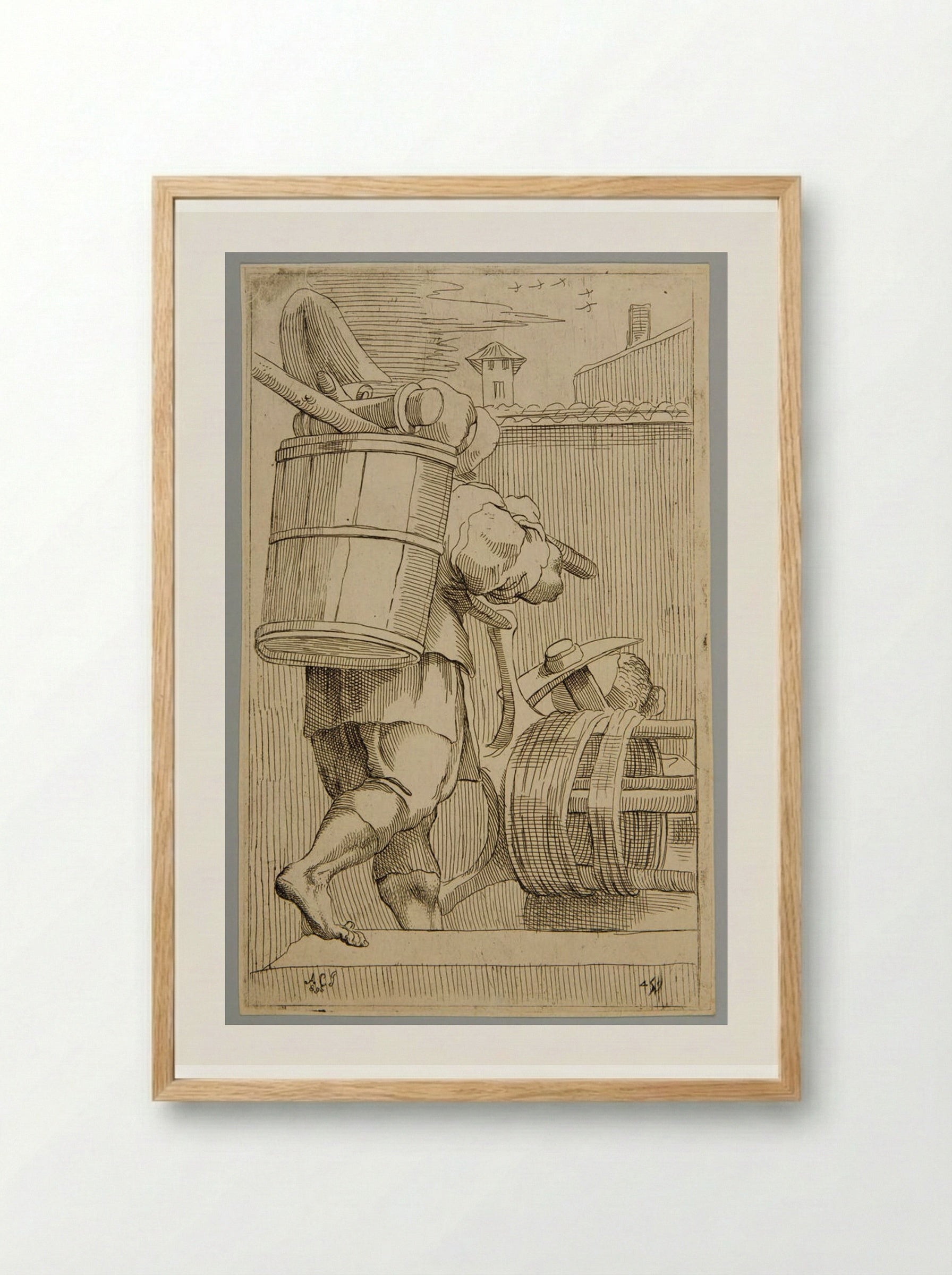 Netta pozzi (Water Well Cleaner), Plate 45 - Simon Guillain - Framed Print Wood