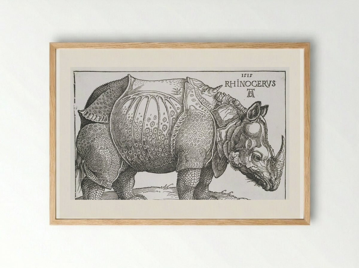 Neushoorn (Rhinoceros) - Hendrick Hondius (I) - Framed Print Wood