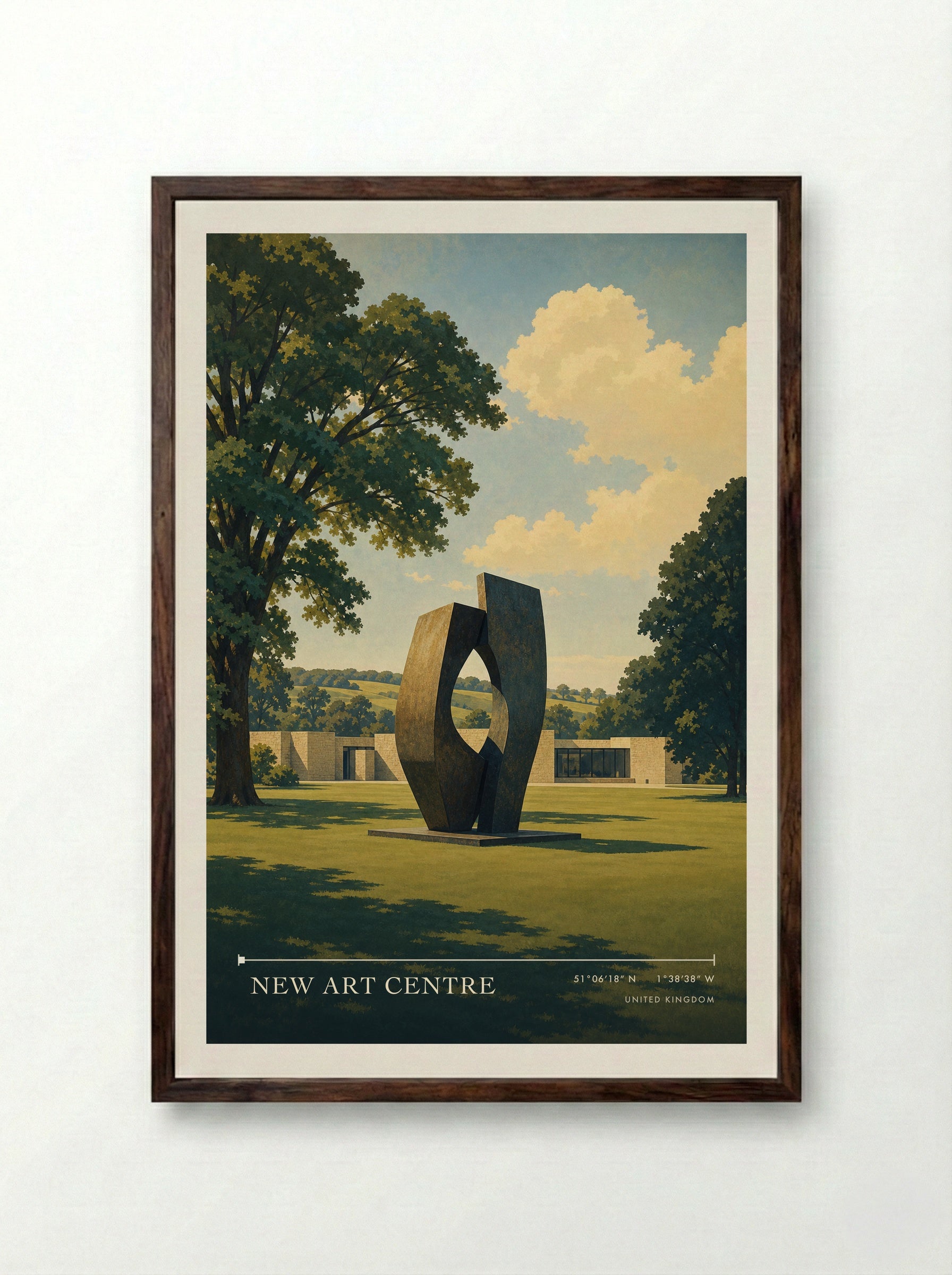 New Art Centre United Kingdom Travel Poster - Framed Print Dark Wood