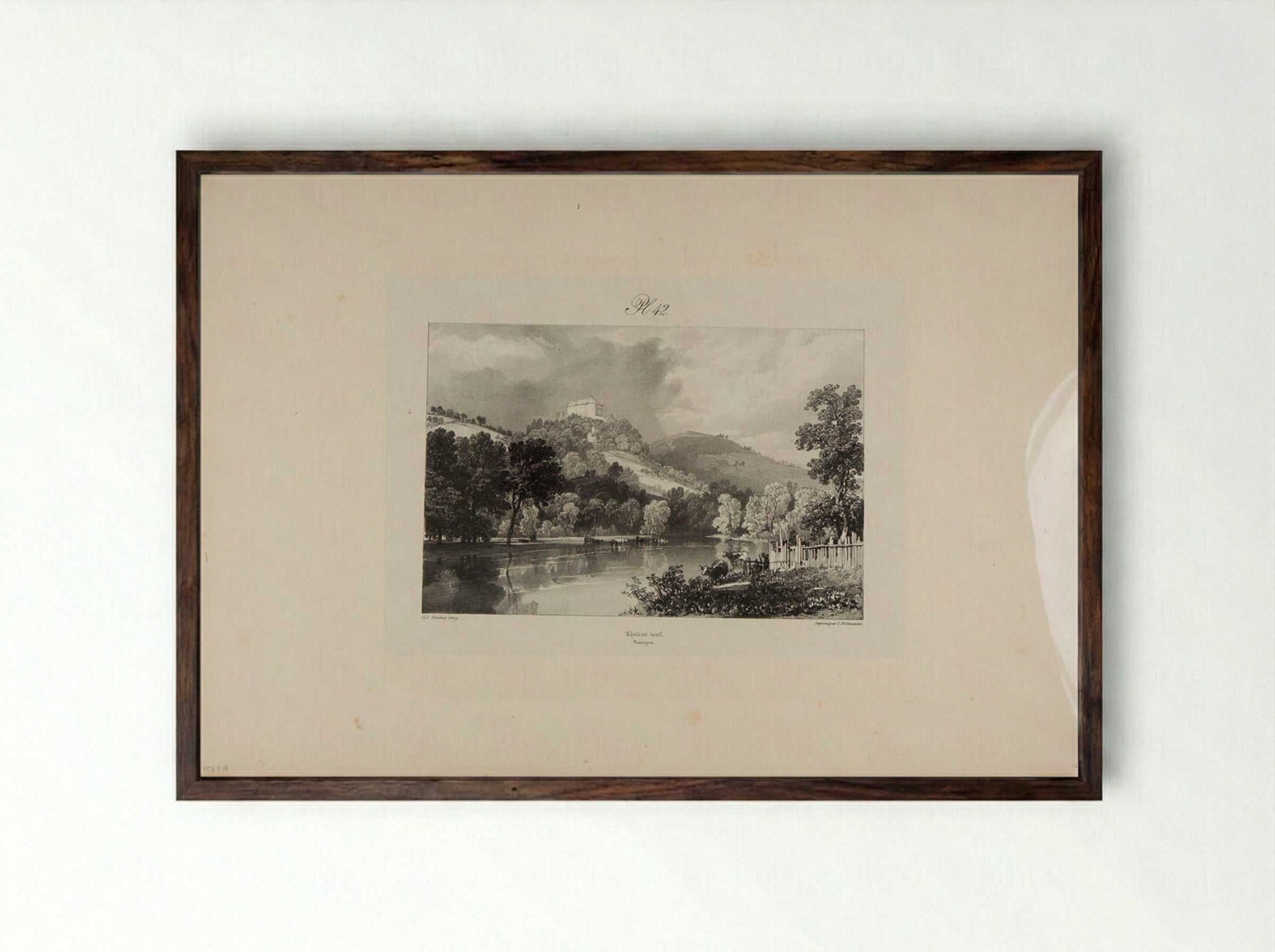New Castle - James Duffield Harding - Framed Print Dark Wood