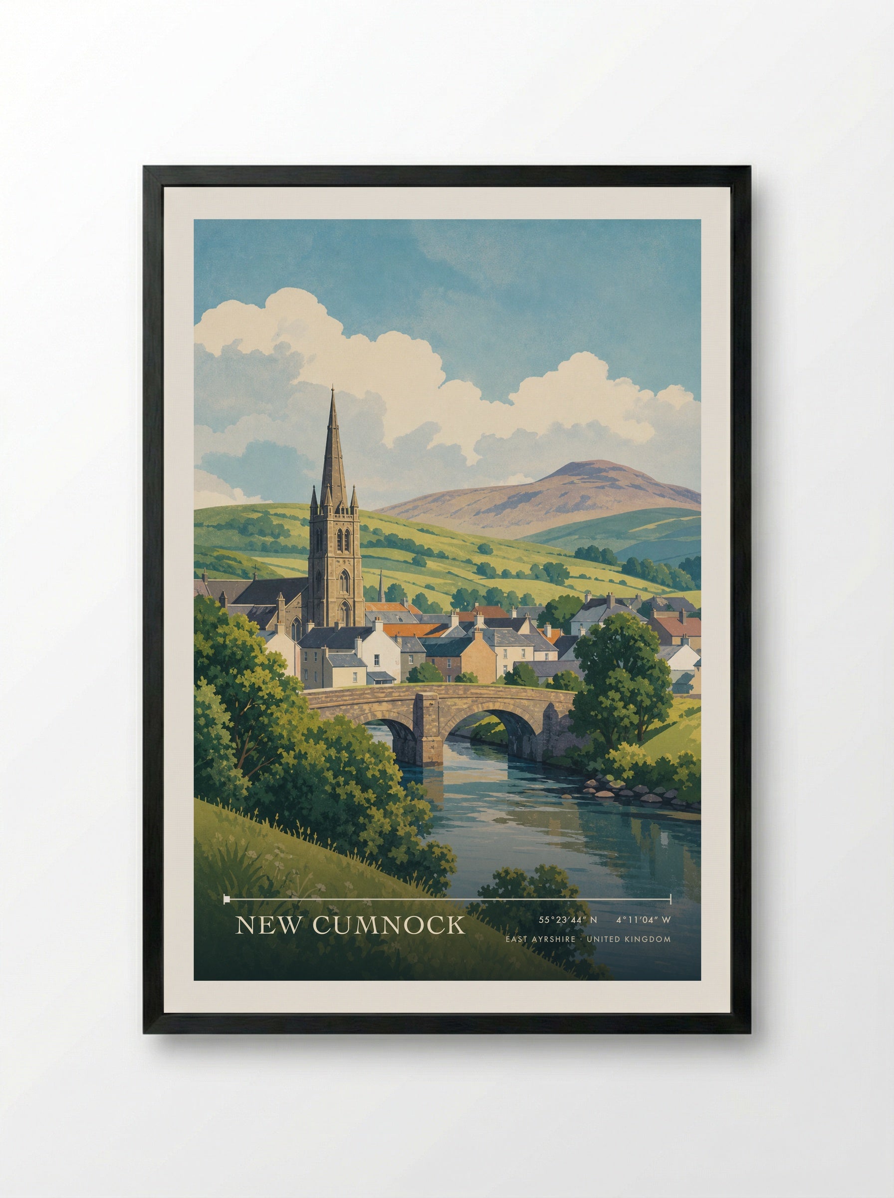 New Cumnock East Ayrshire United Kingdom Travel Poster - Framed Print Black