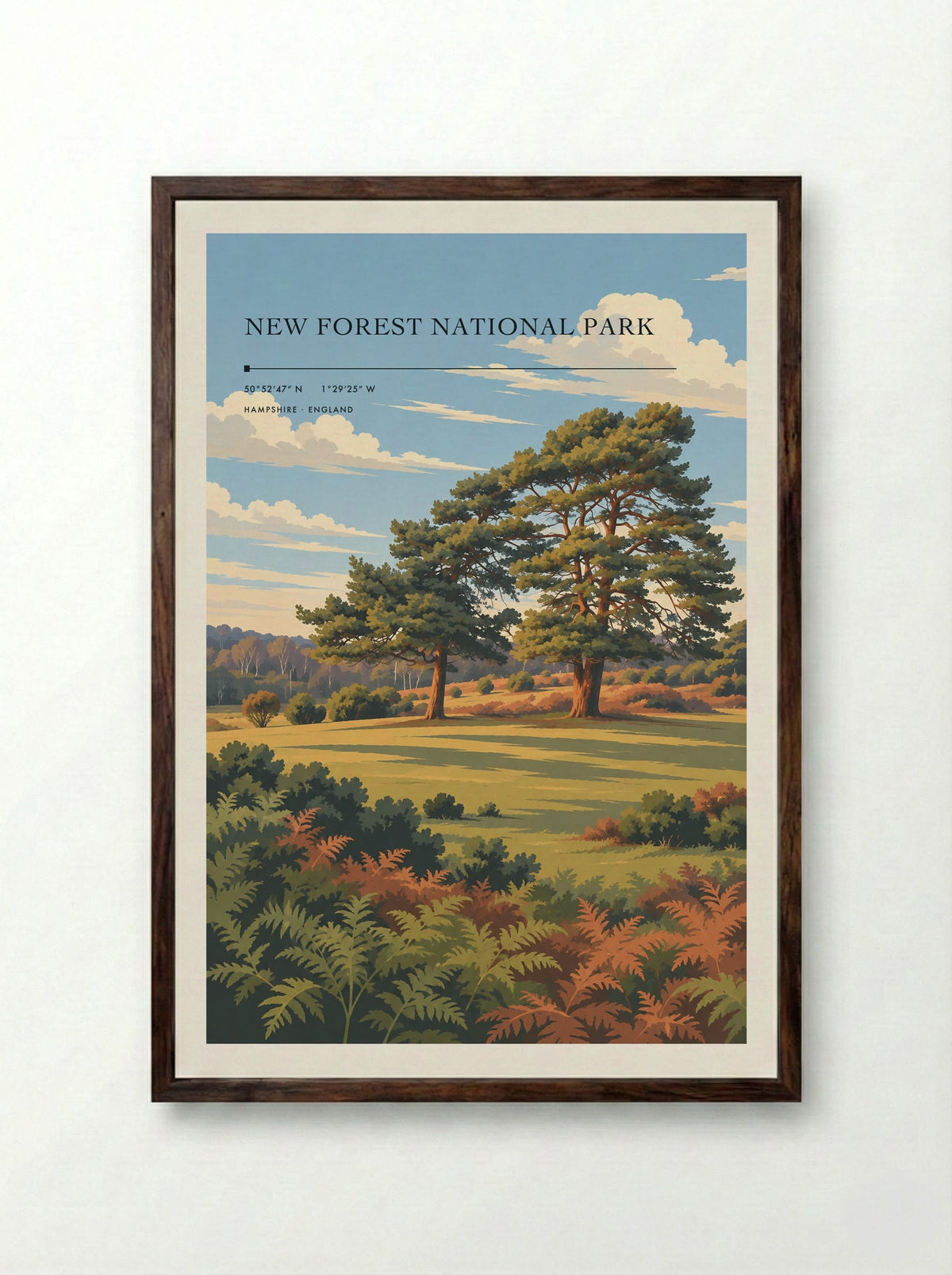 New Forest National Park, Hampshire | Travel Poster - Framed Print Dark Wood