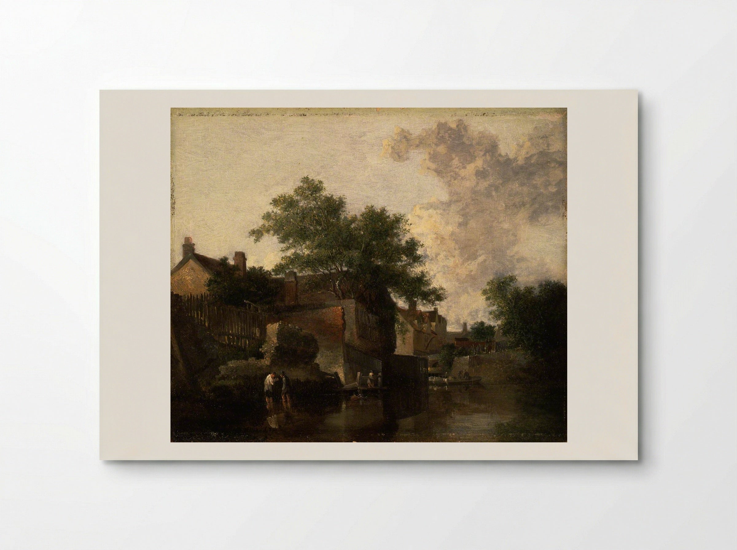 New Mills, Norfolk: Men Wading - John Crome - Poster