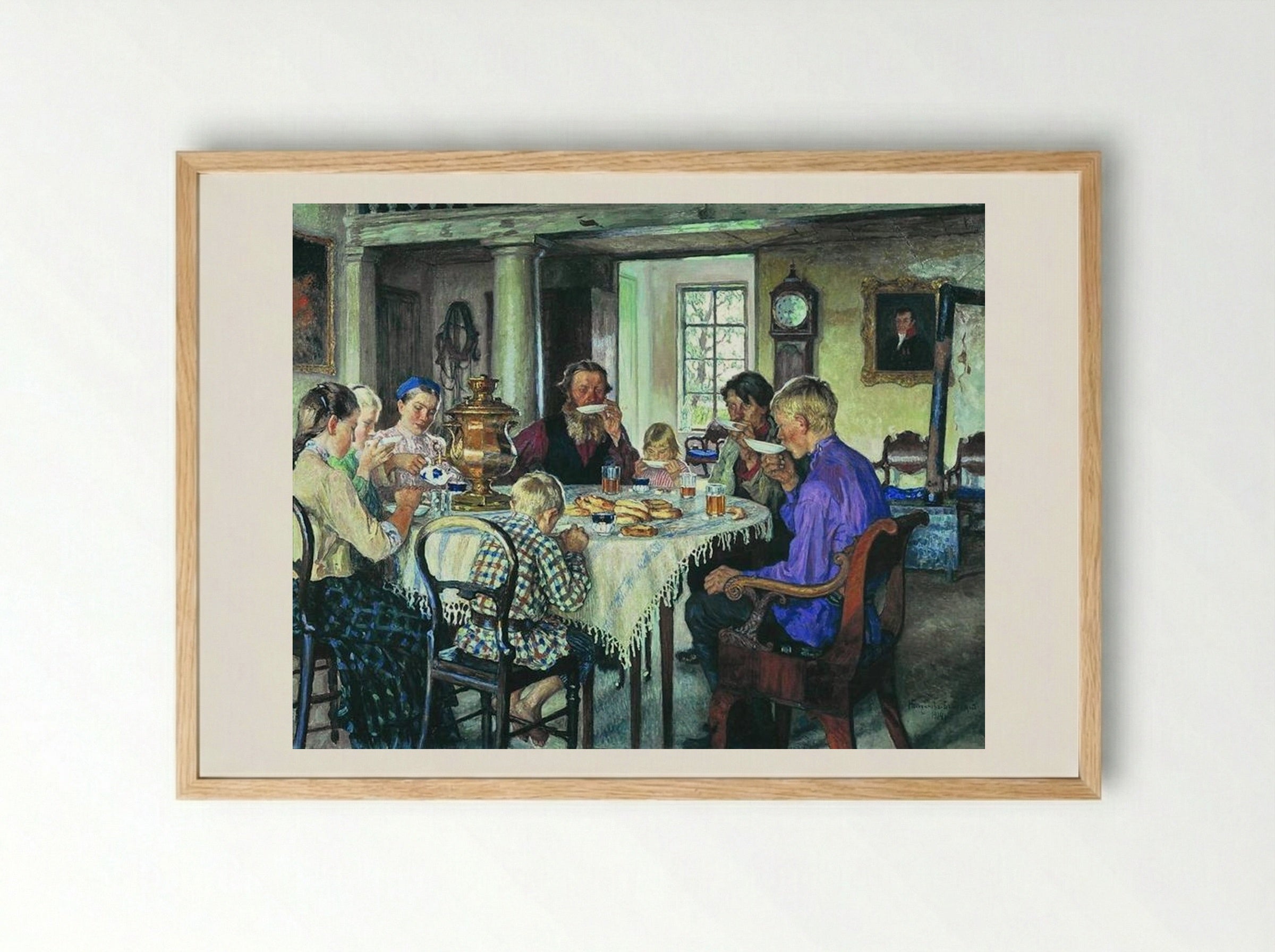 New Owners (Tea-Drinking) - Nikolay Bogdanov-Belsky - Framed Print Wood