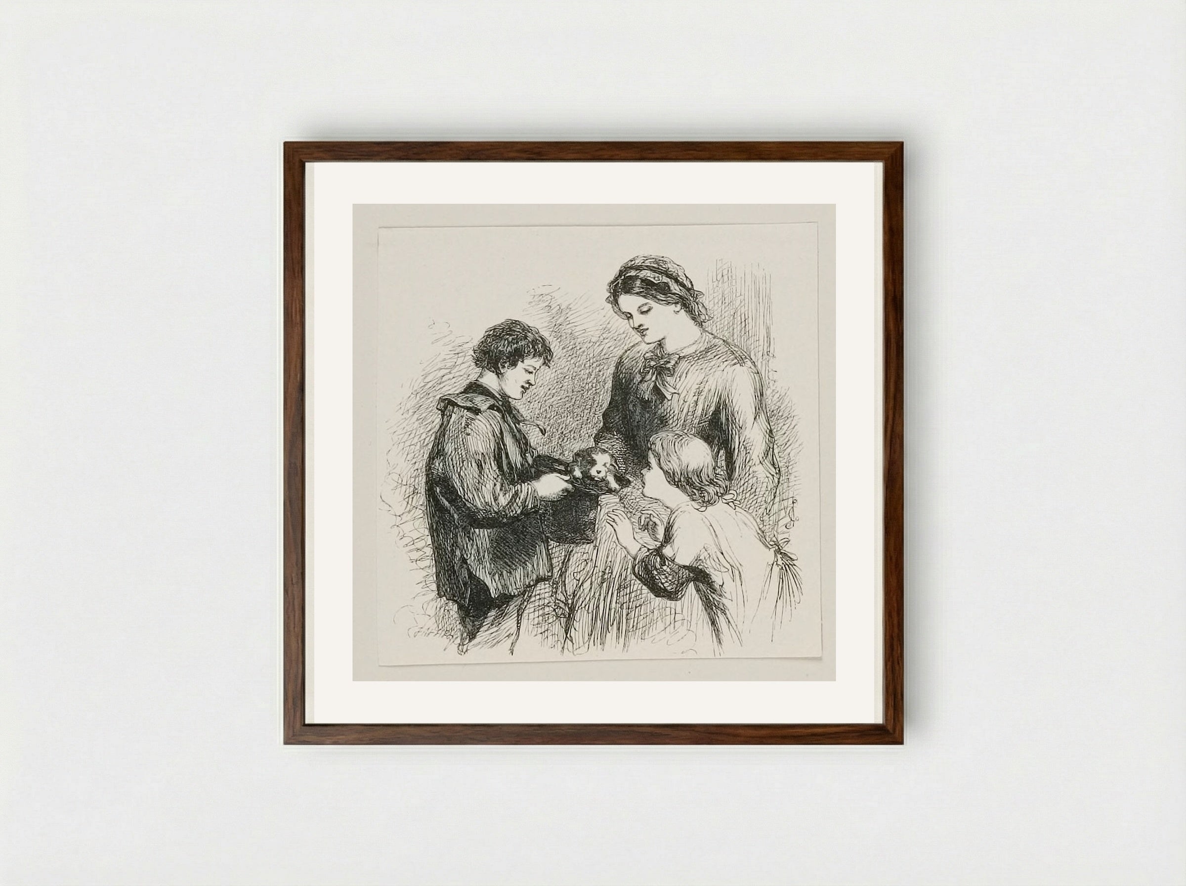 New Puppy - Edward Dalziel - Framed Print Dark Wood