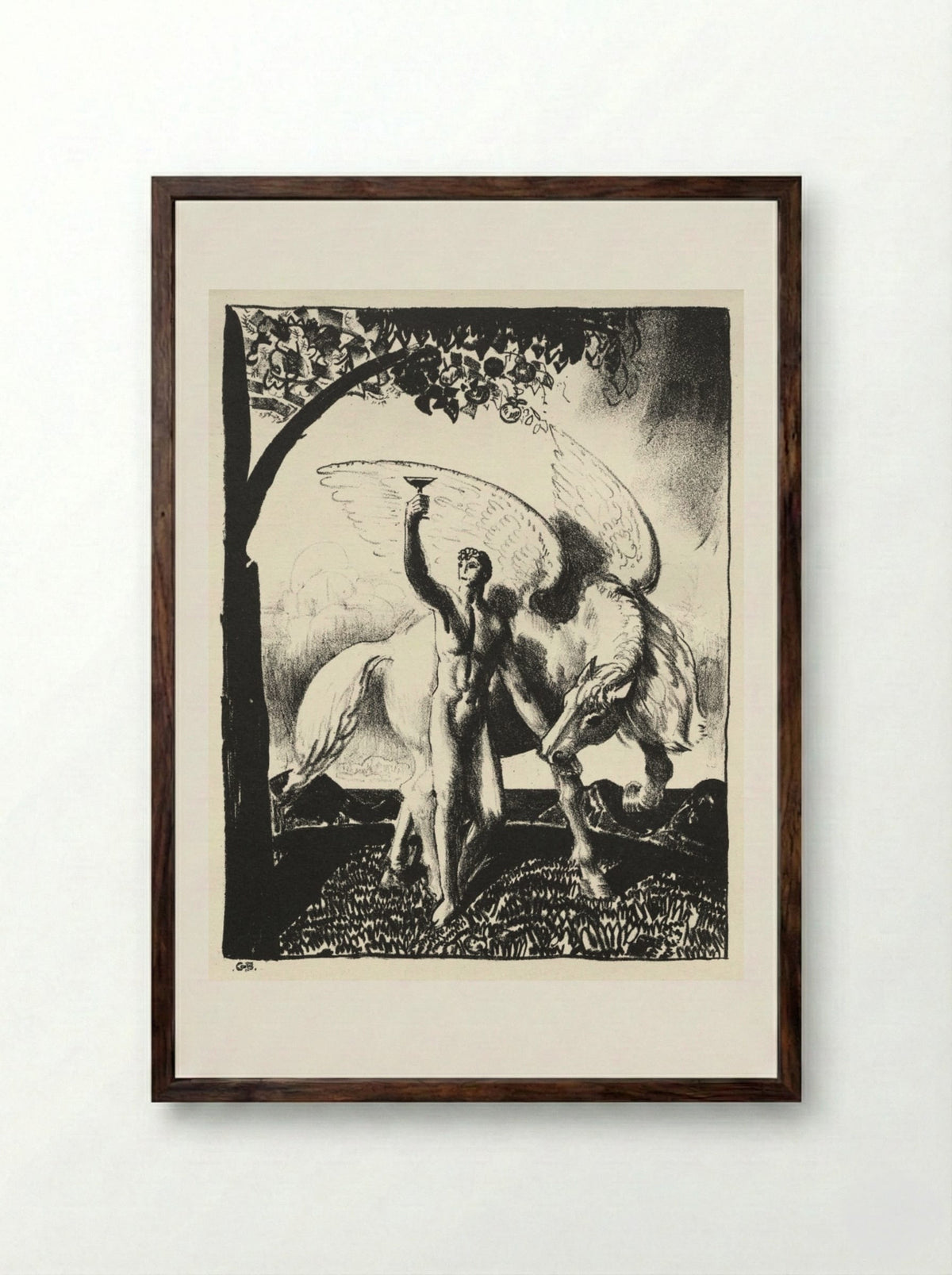 New Society Dinner Card - George Bellows - Framed Print Dark Wood