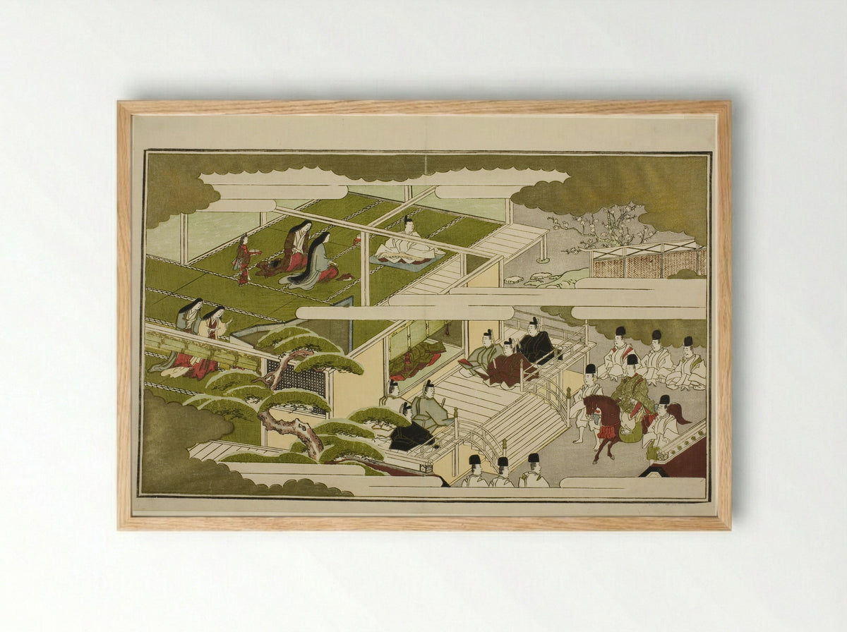 New Year at Court, from The Young God Ebisu - Kitagawa Utamaro - Framed Print Wood