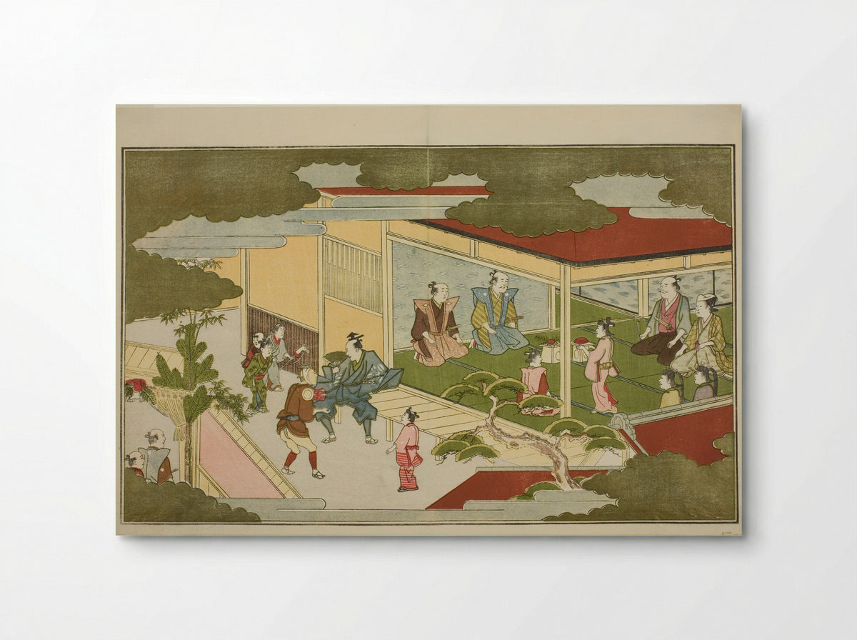 New Year in a Samurai Mansion - Kitagawa Utamaro - Poster