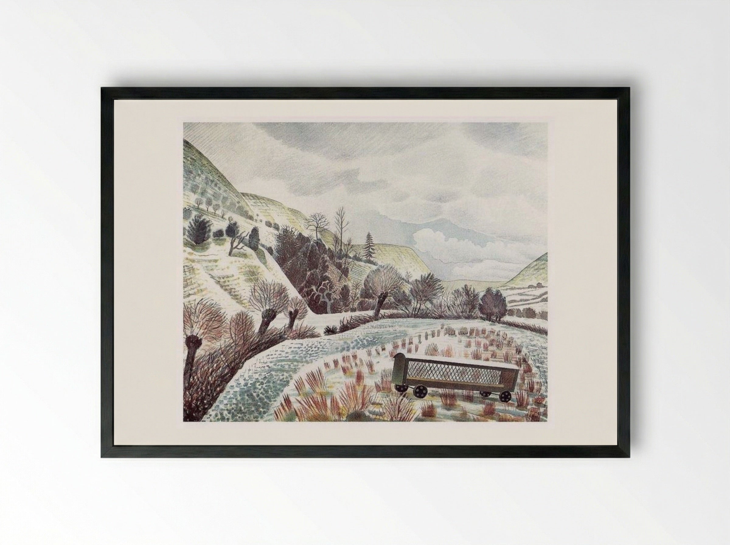 New Year's Snow - Eric Ravilious - Framed Print Black