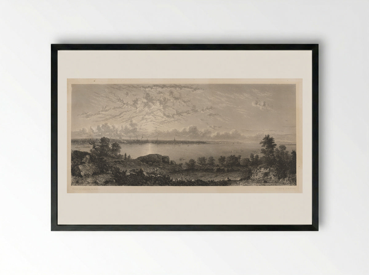 New York Bay - George Loring Brown - Framed Print Black