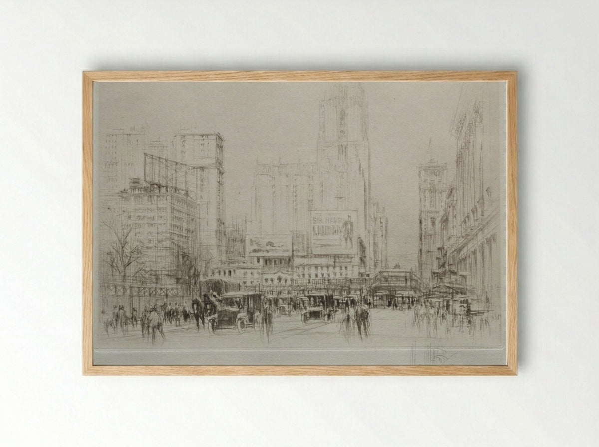 New York City: 42nd Street - William Walcot - Framed Print Wood