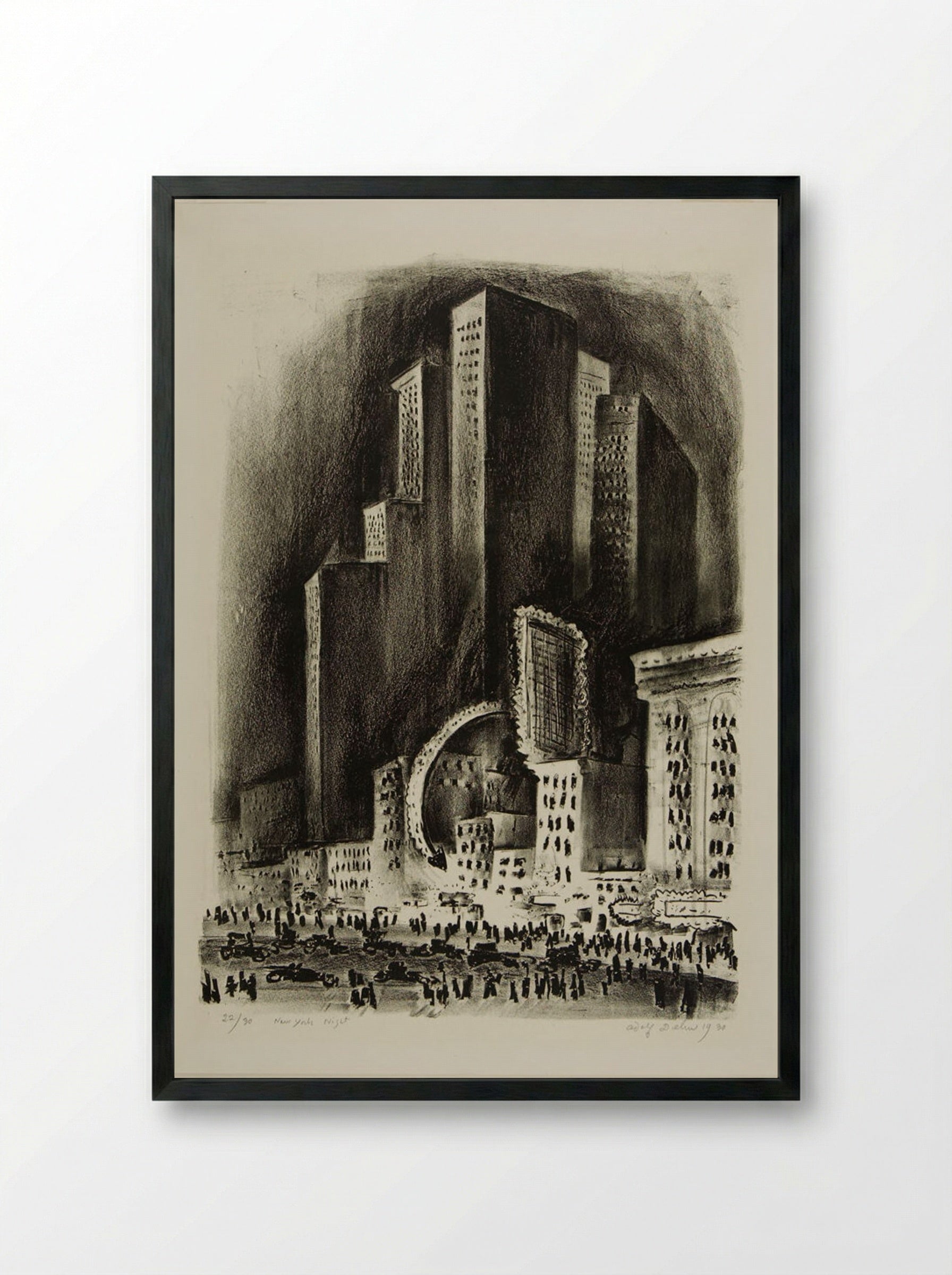 New York Night - Adolph Dehn - Framed Print Black