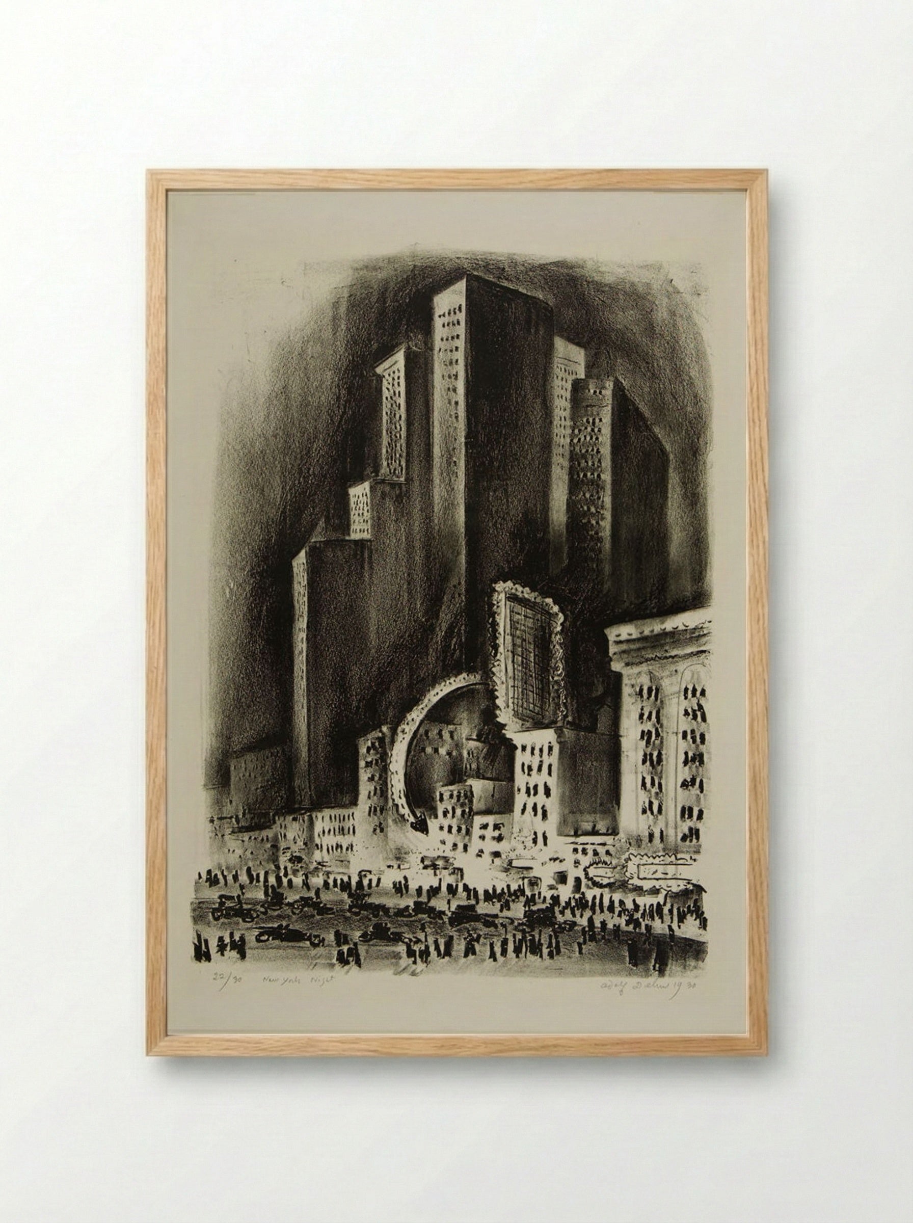 New York Night - Adolph Dehn - Framed Print Wood