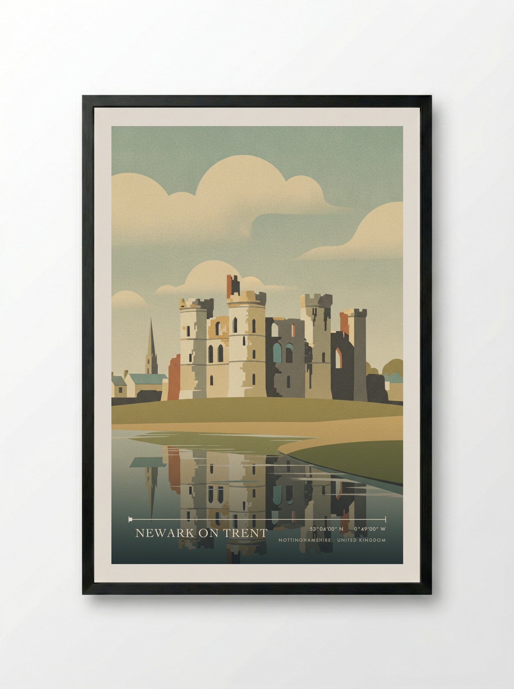 Newark on Trent Nottinghamshire United Kingdom Travel Poster - Framed Print Black