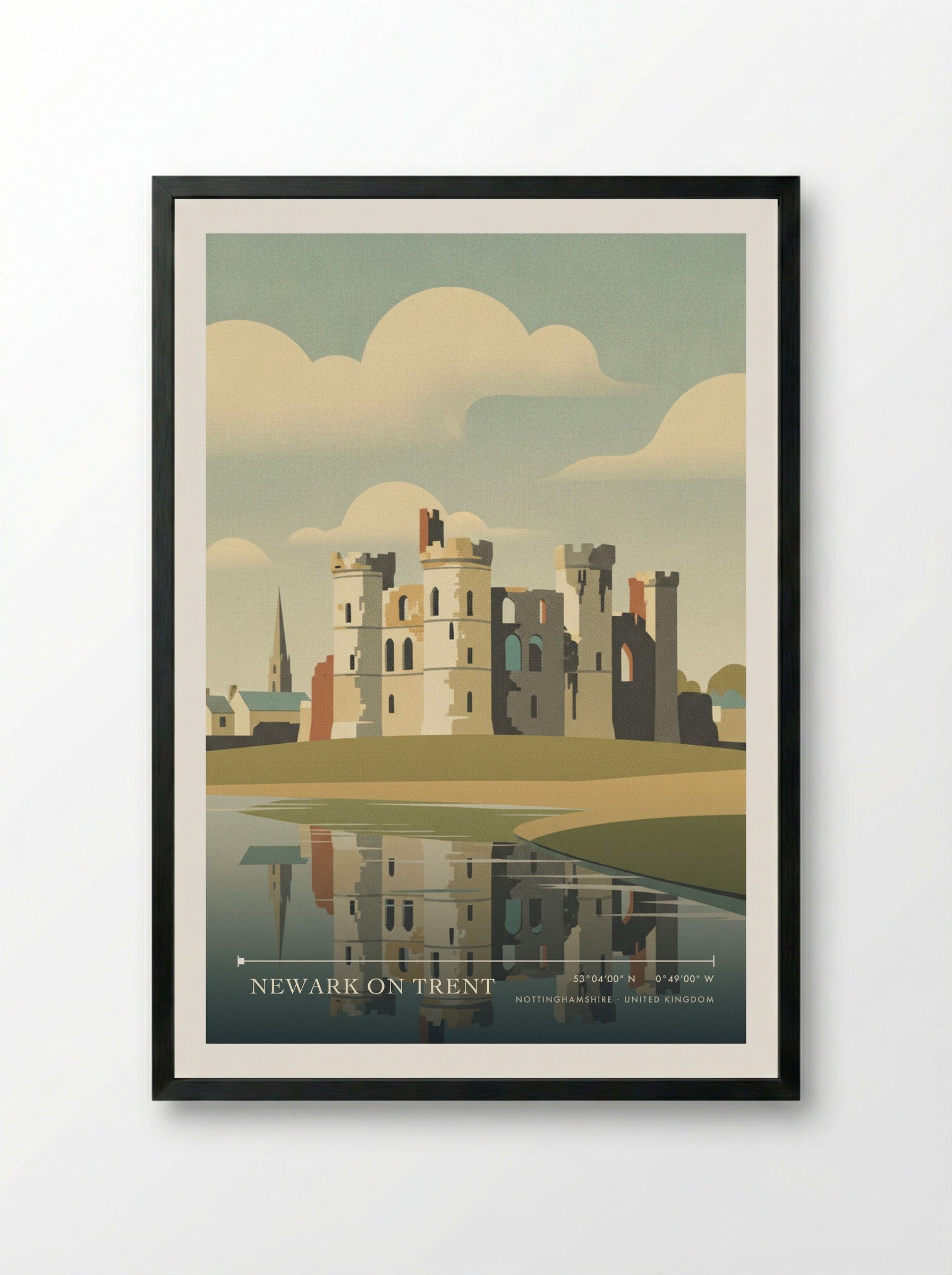 Newark on Trent Nottinghamshire United Kingdom Travel Poster - Framed Print Black