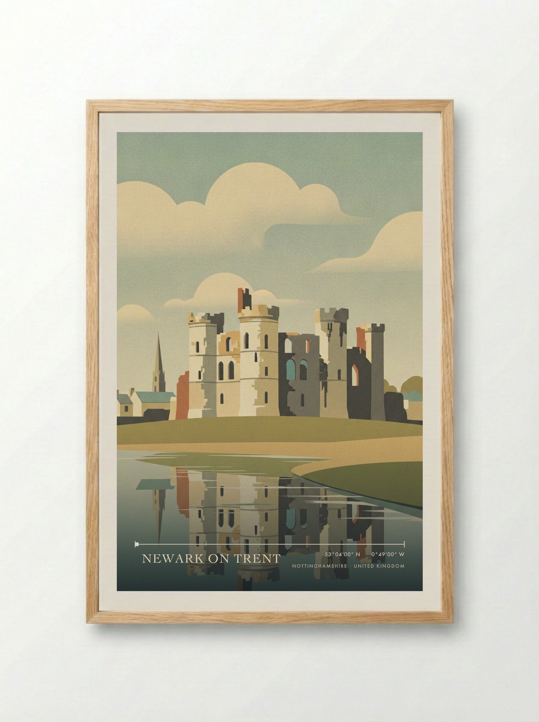 Newark on Trent Nottinghamshire United Kingdom Travel Poster - Framed Print Wood
