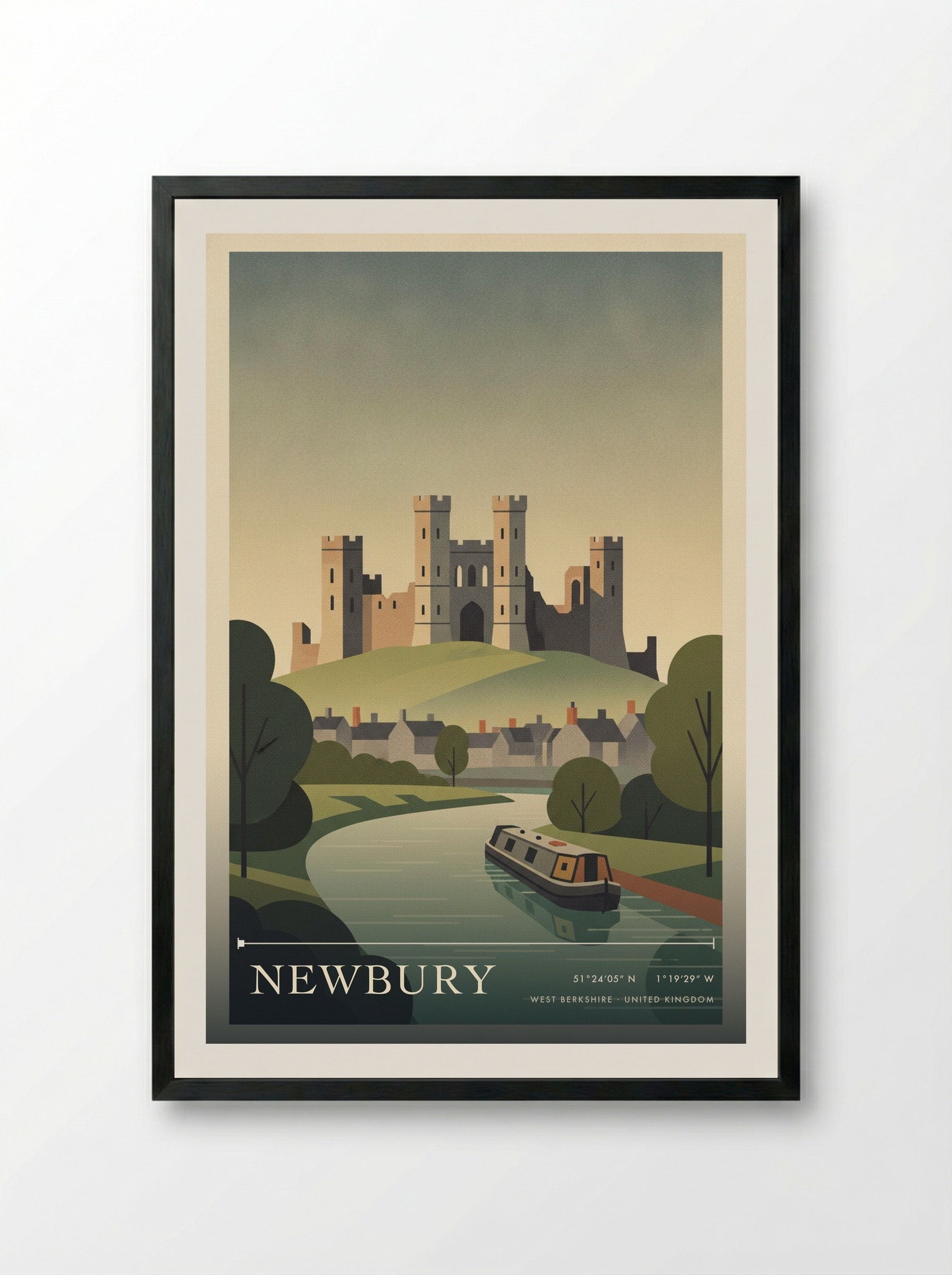 Newbury West Berkshire United Kingdom Travel Poster - Framed Print Black