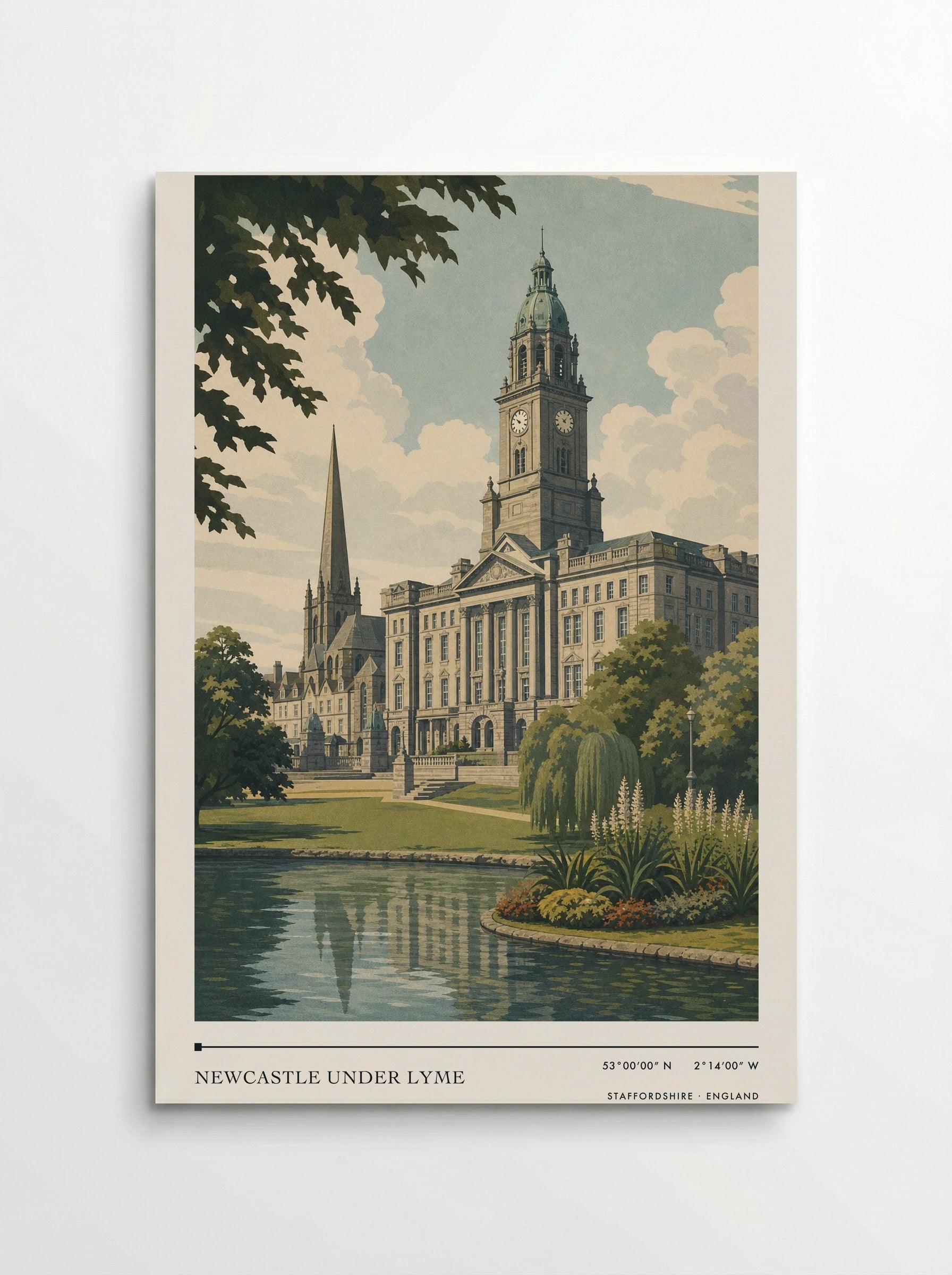 Newcastle under Lyme Staffordshire England Travel Poster - Poster