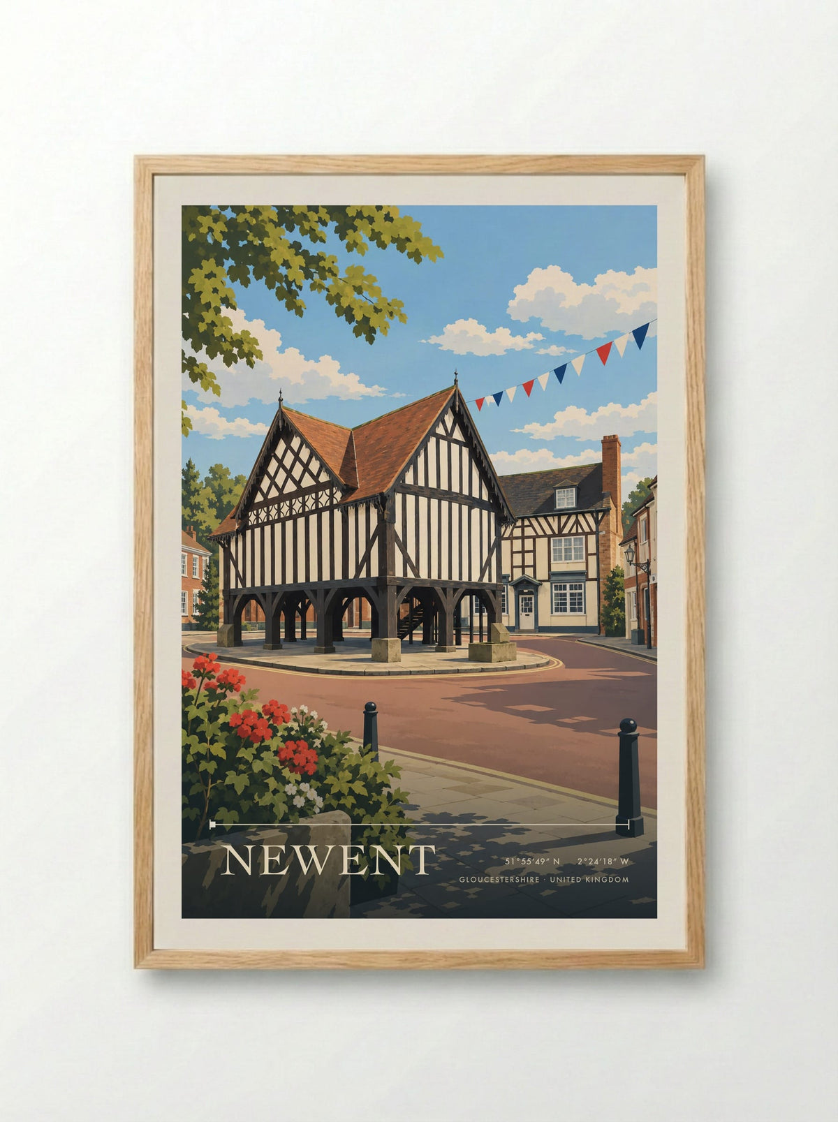 Newent, Gloucestershire | Travel Poster - Framed Print Wood