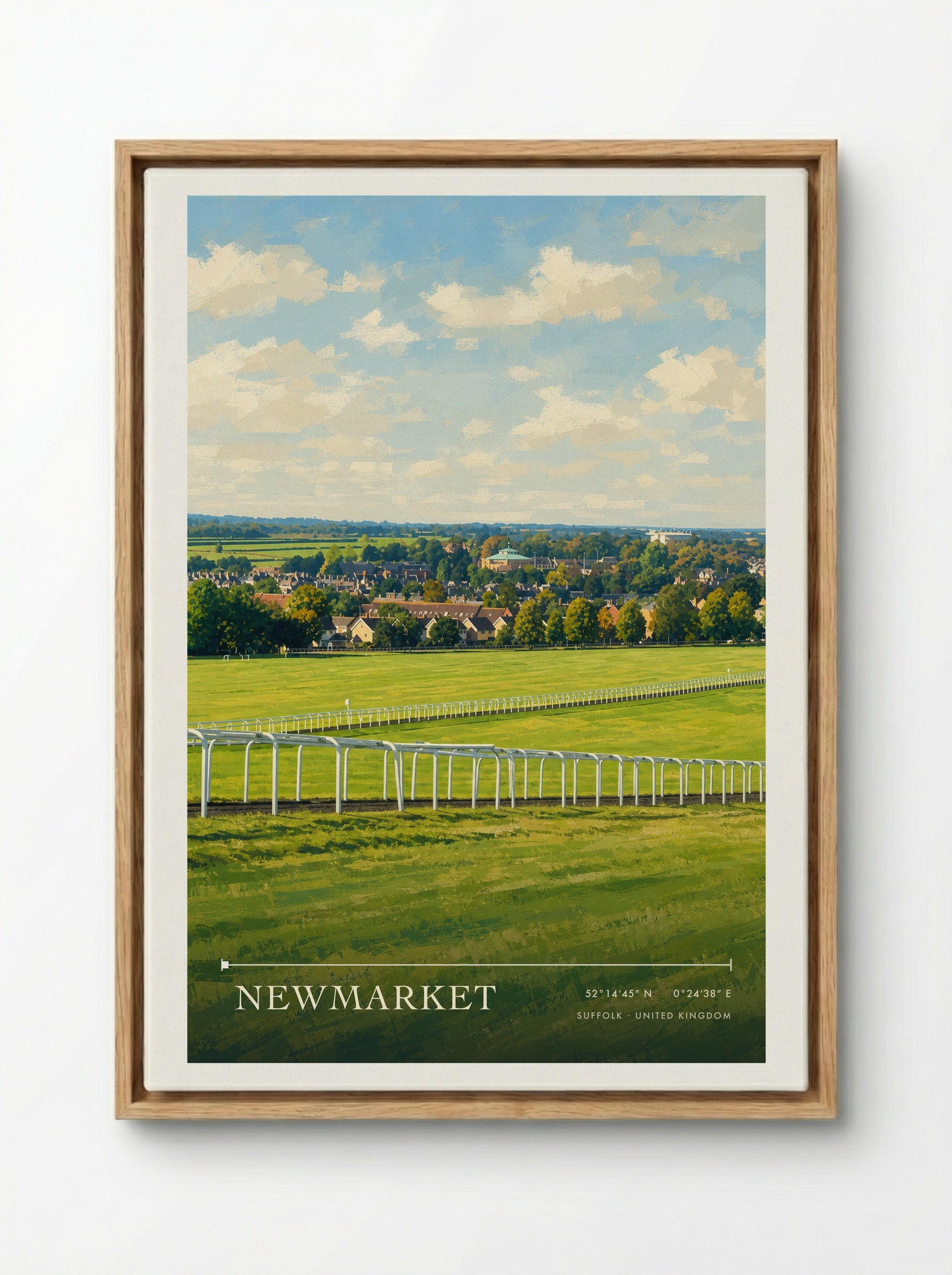 Newmarket Suffolk United Kingdom Travel Poster - Framed Canvas Wood