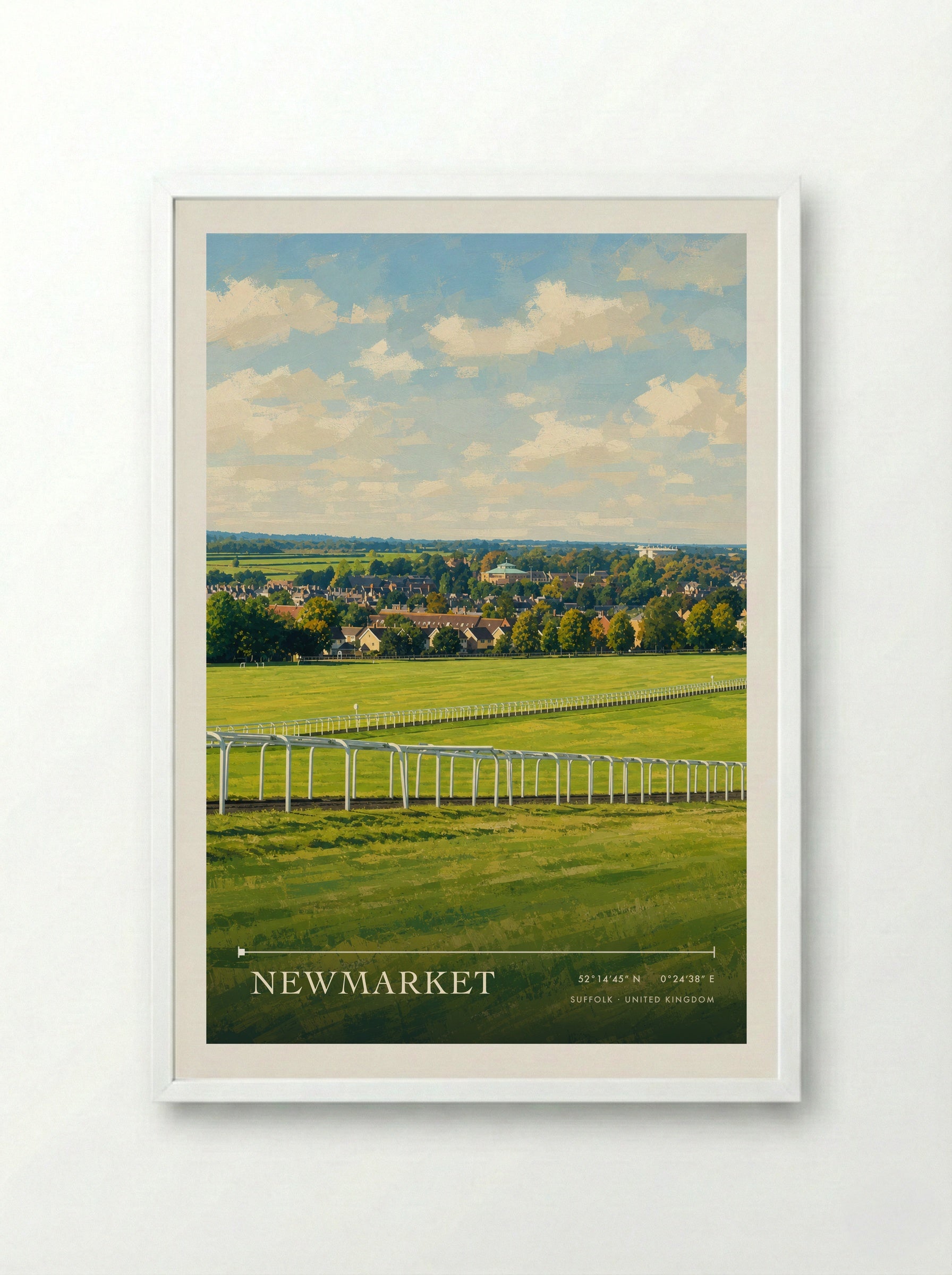 Newmarket Suffolk United Kingdom Travel Poster - Framed Print White