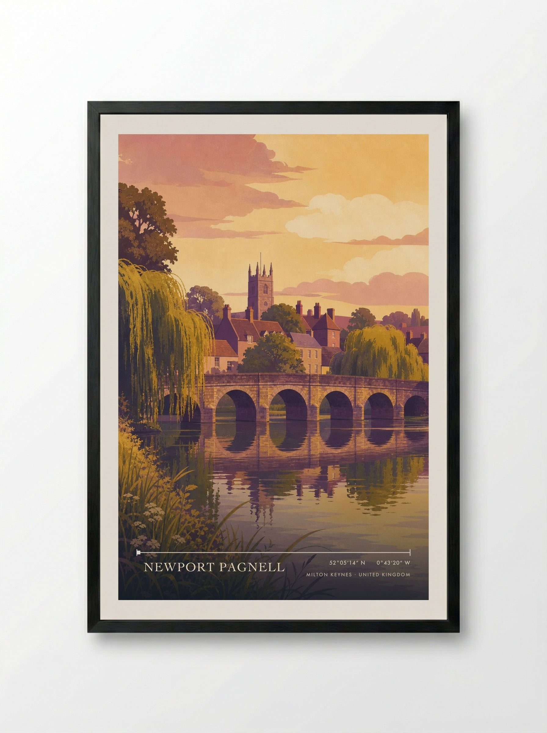 Newport Pagnell Milton Keynes United Kingdom Travel Poster - Framed Print Black