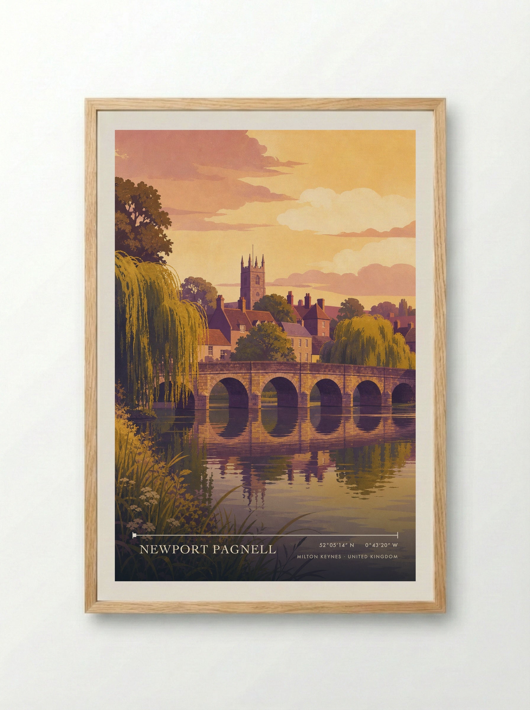 Newport Pagnell Milton Keynes United Kingdom Travel Poster - Framed Print Wood