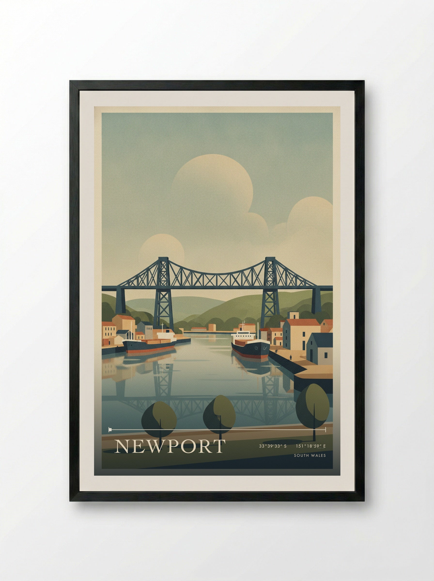 Newport South Wales Wales Travel Poster - Framed Print Black