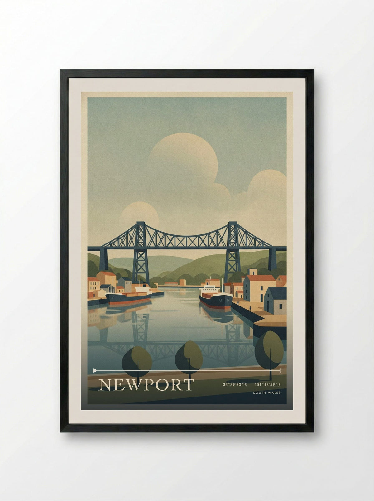 Newport South Wales Wales Travel Poster - Framed Print Black