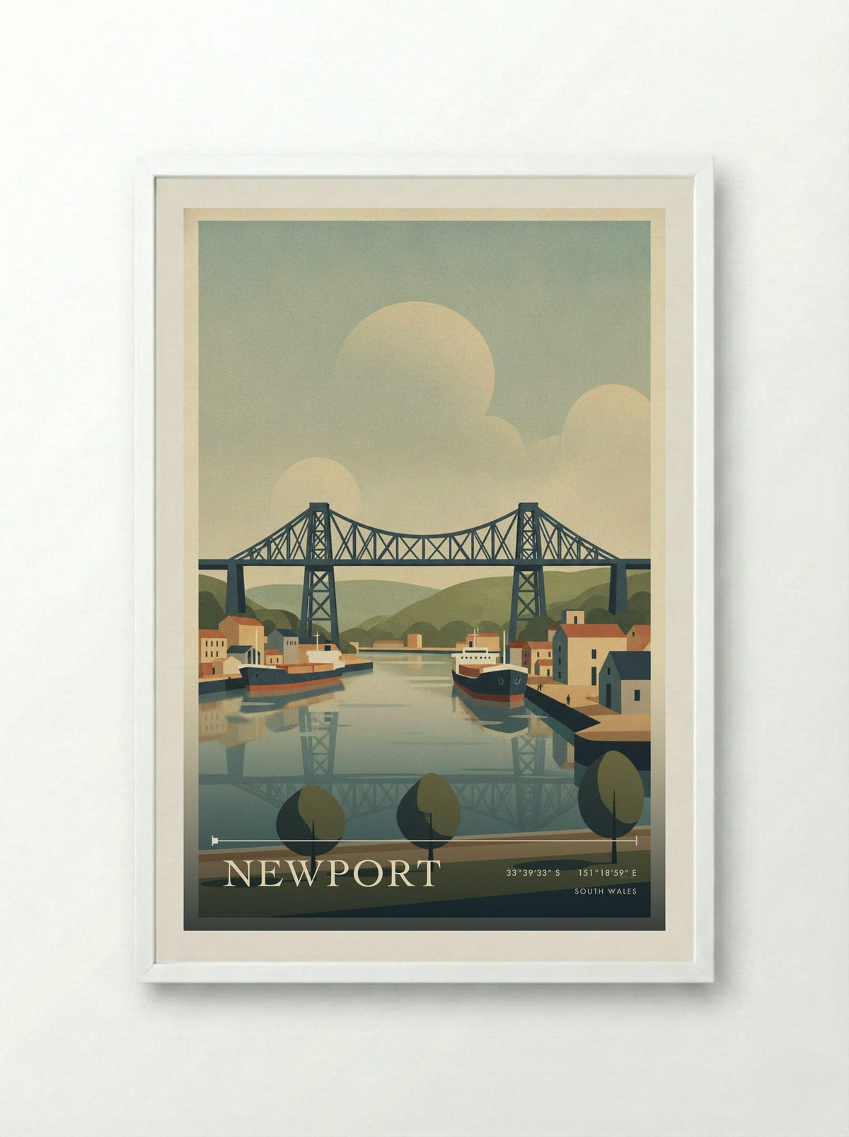 Newport South Wales Wales Travel Poster - Framed Print White