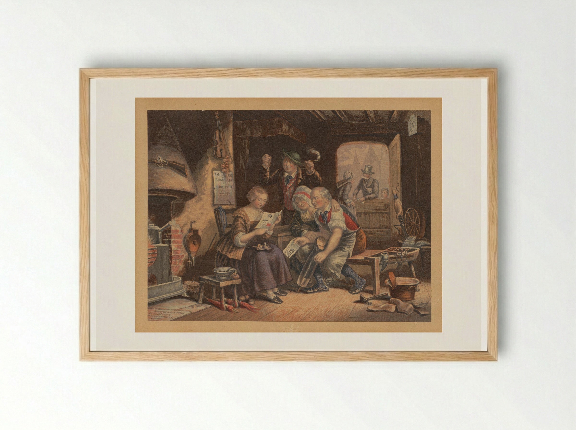 News from Australia - George Baxter - Framed Print Wood