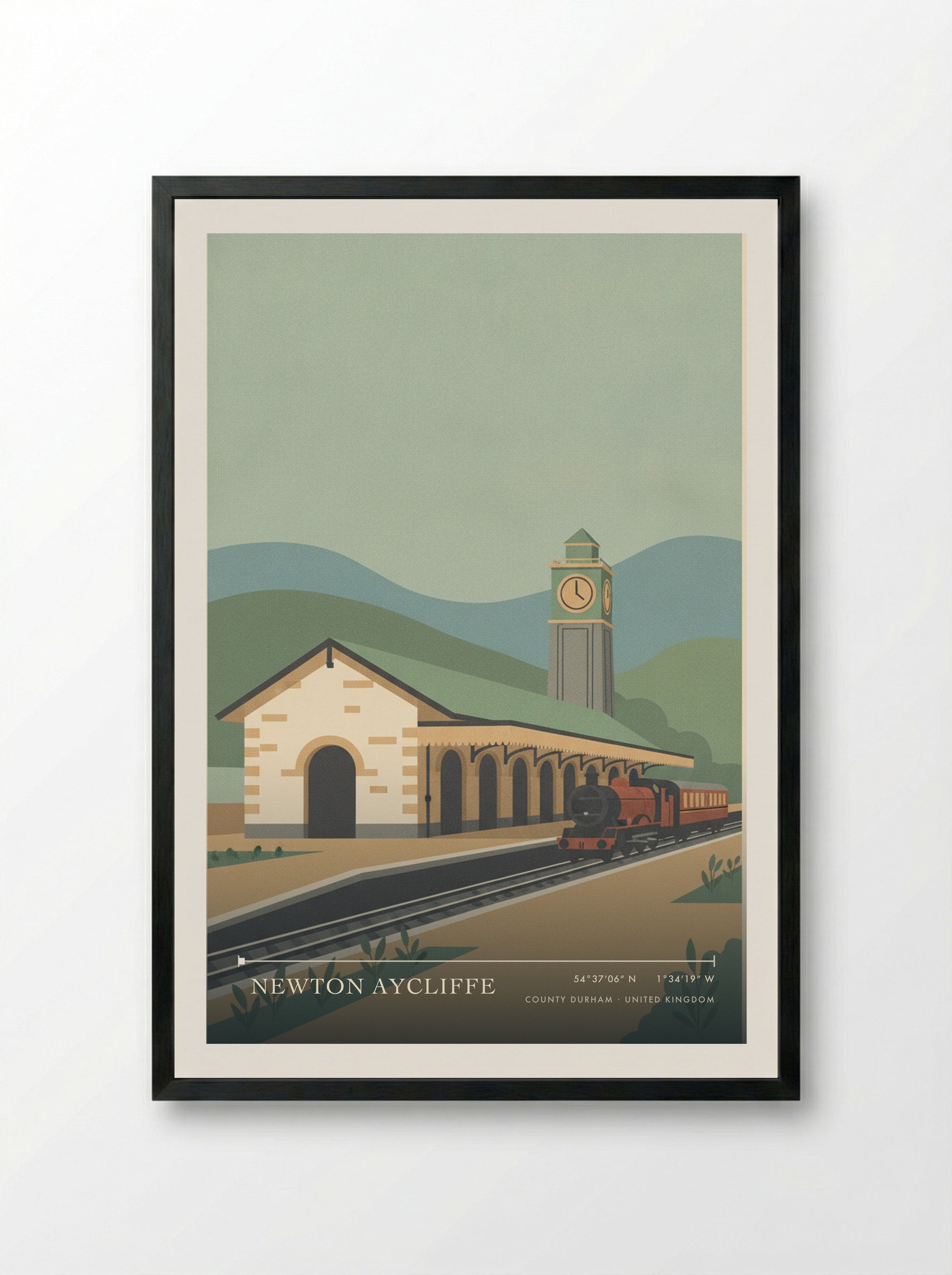 Newton Aycliffe County Durham United Kingdom Travel Poster - Framed Print Black