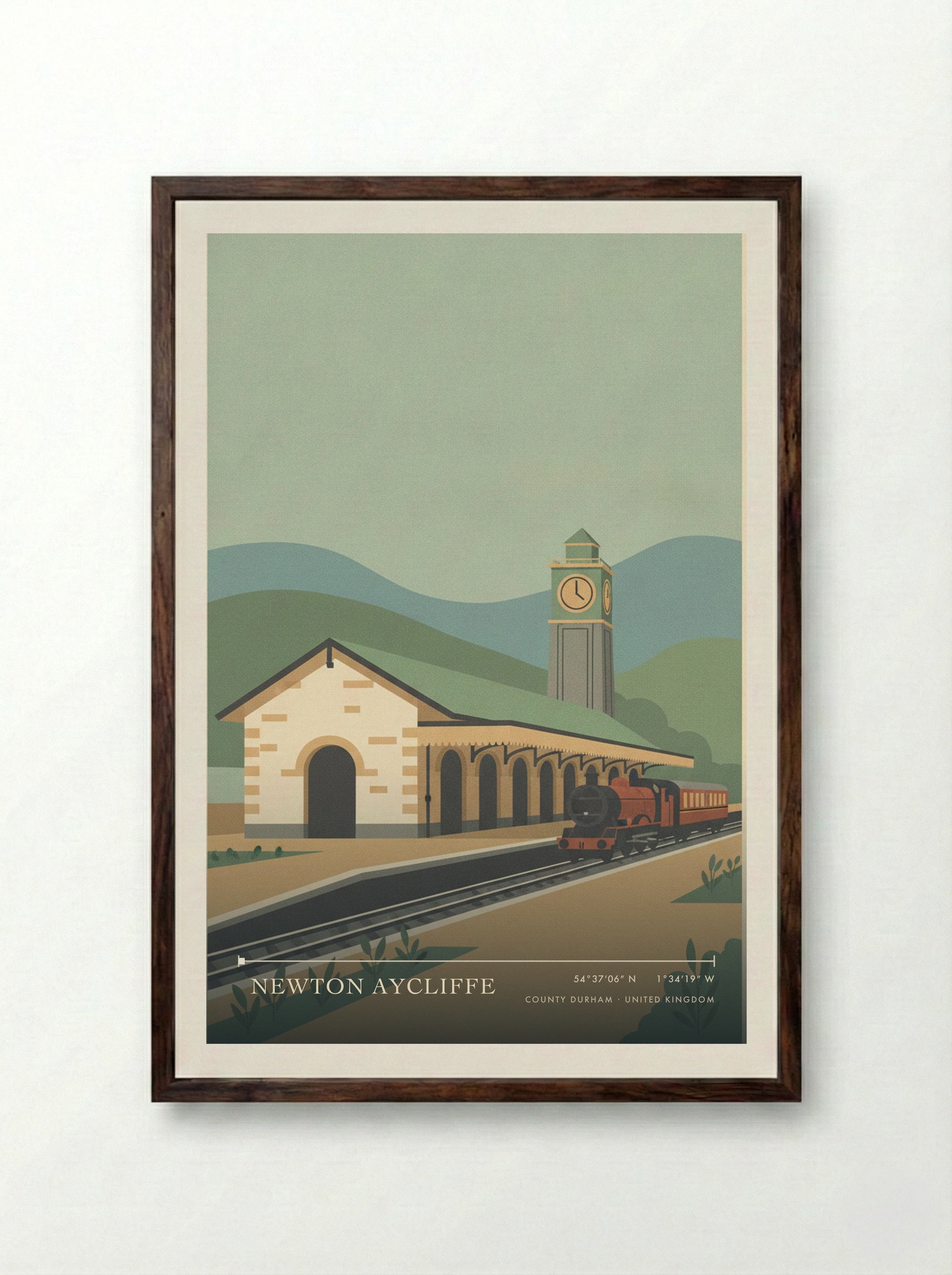 Newton Aycliffe County Durham United Kingdom Travel Poster - Framed Print Dark Wood
