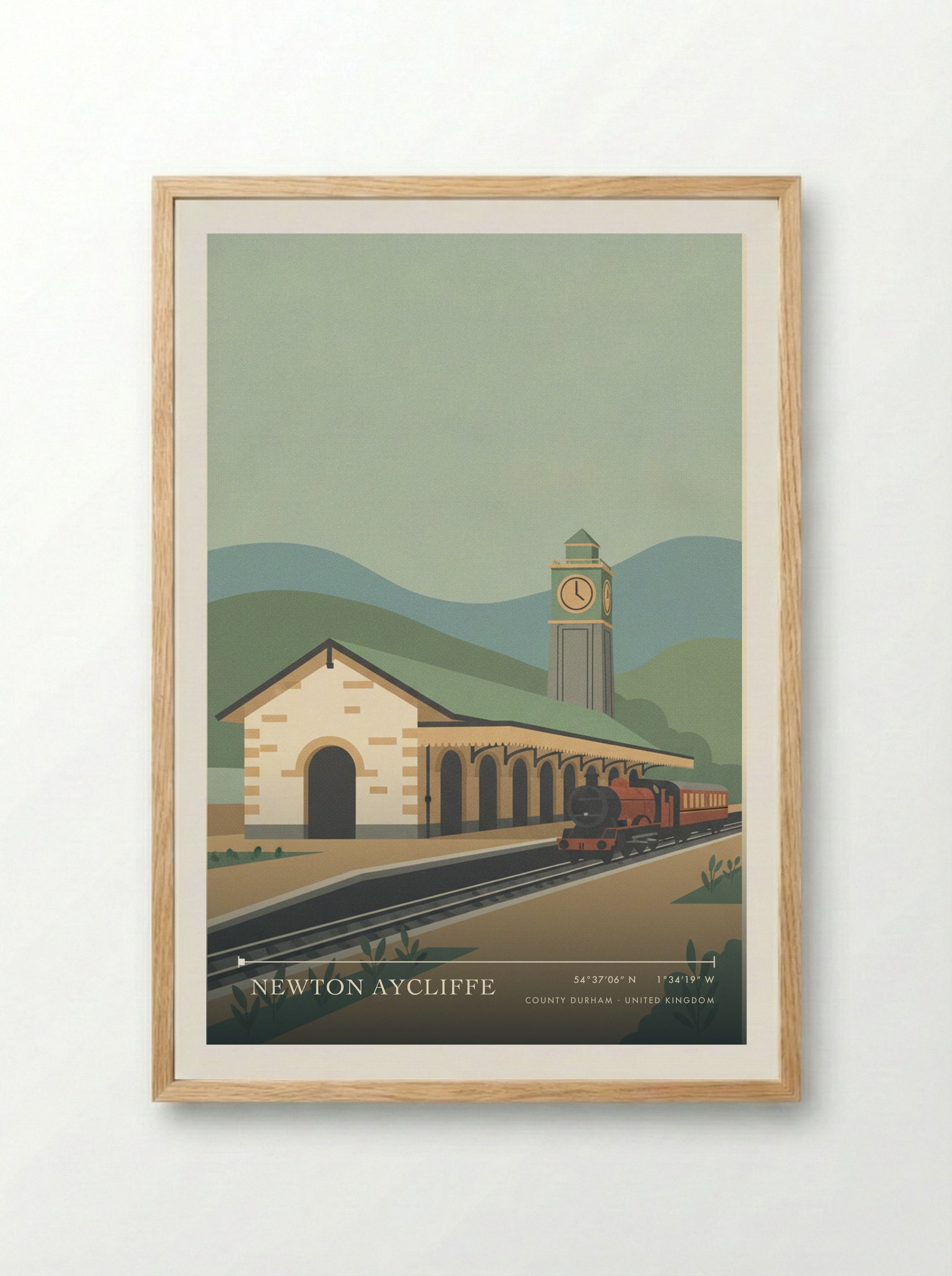 Newton Aycliffe County Durham United Kingdom Travel Poster - Framed Print Wood