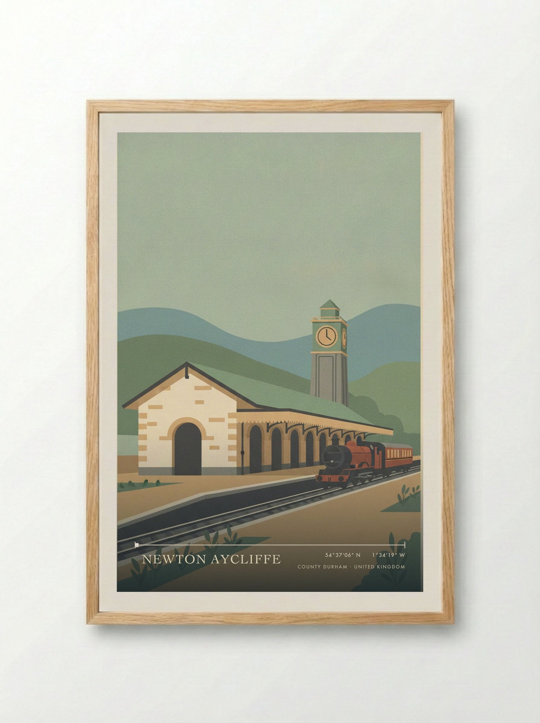 Newton Aycliffe County Durham United Kingdom Travel Poster - Framed Print Wood