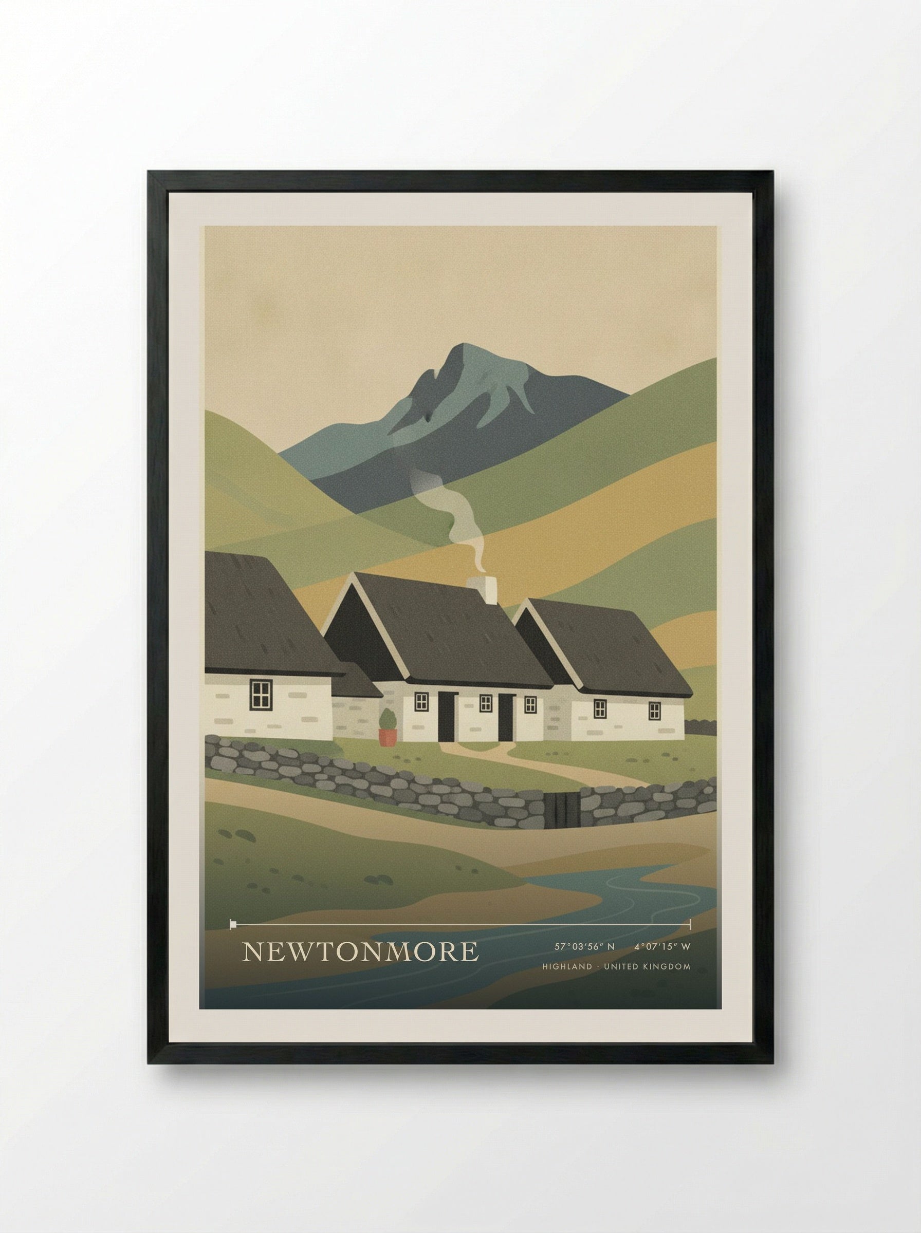 Newtonmore Highland United Kingdom Travel Poster - Framed Print Black