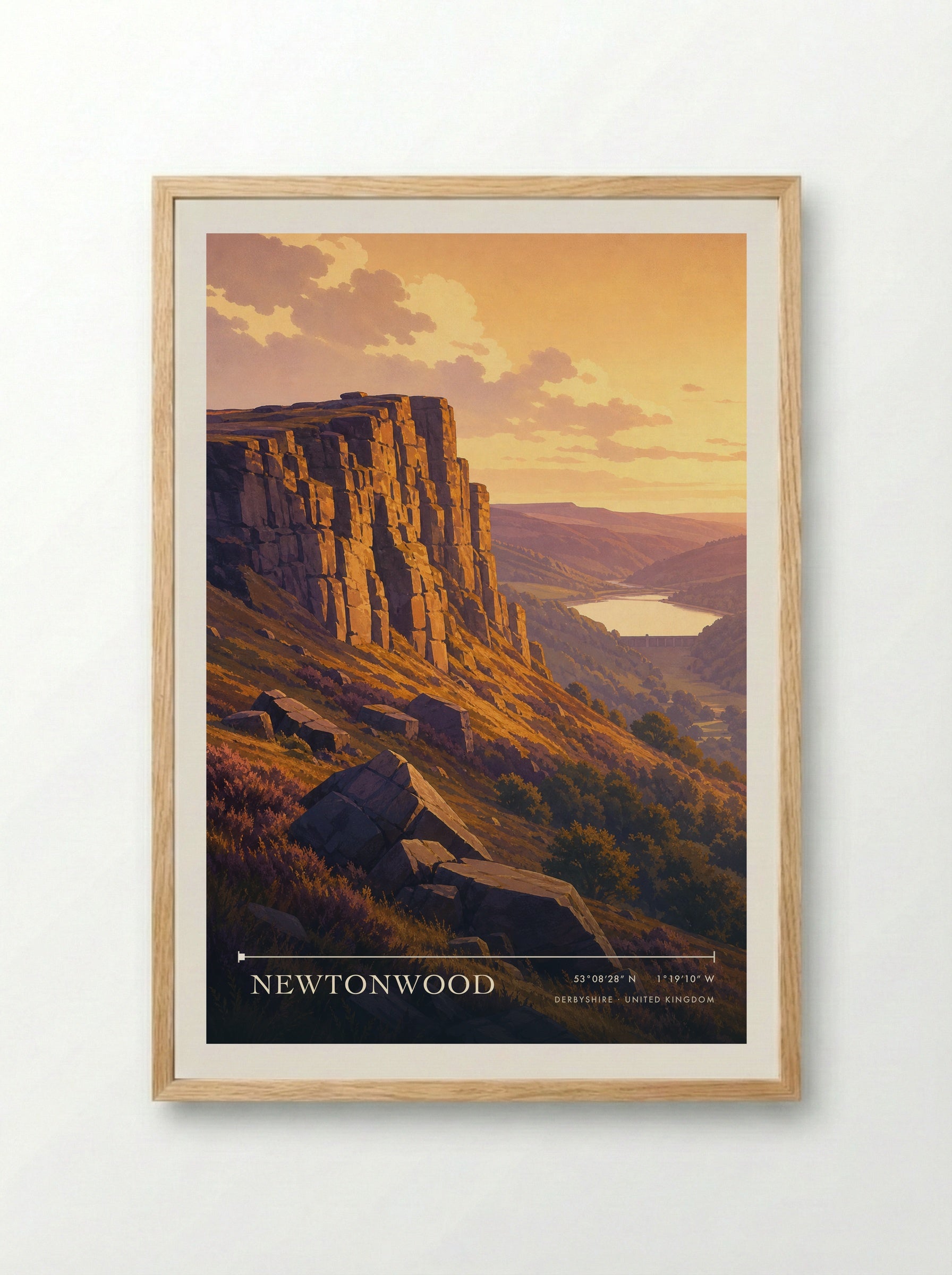 Newtonwood Derbyshire United Kingdom Travel Poster - Framed Print Wood
