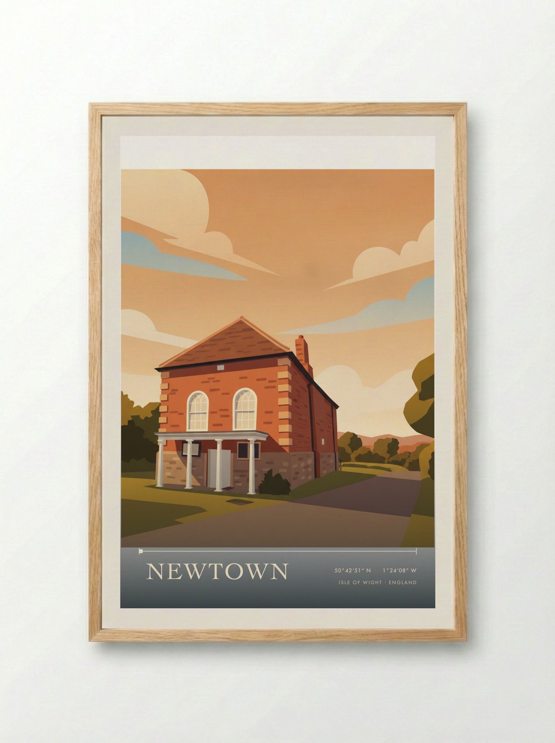 Newtown Isle of Wight England Travel Poster - Framed Print Wood