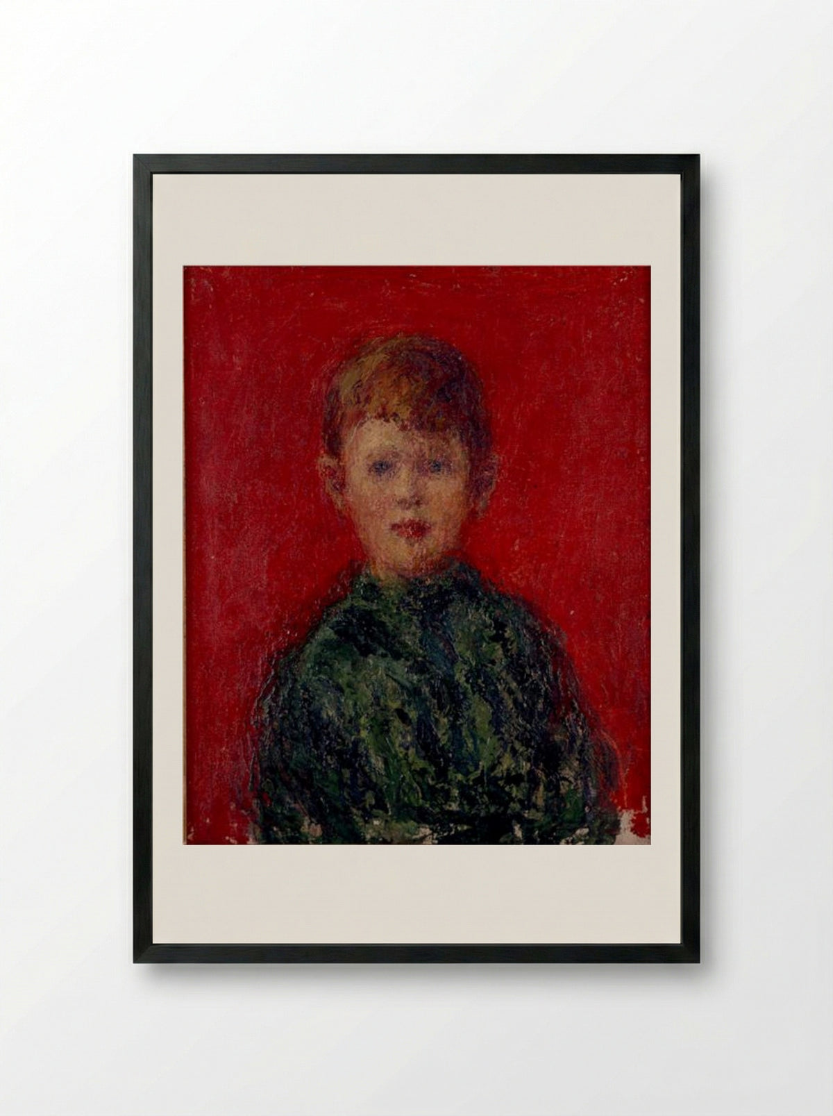 Niño vestido de verde - Andres de Santa Maria - Framed Print Black