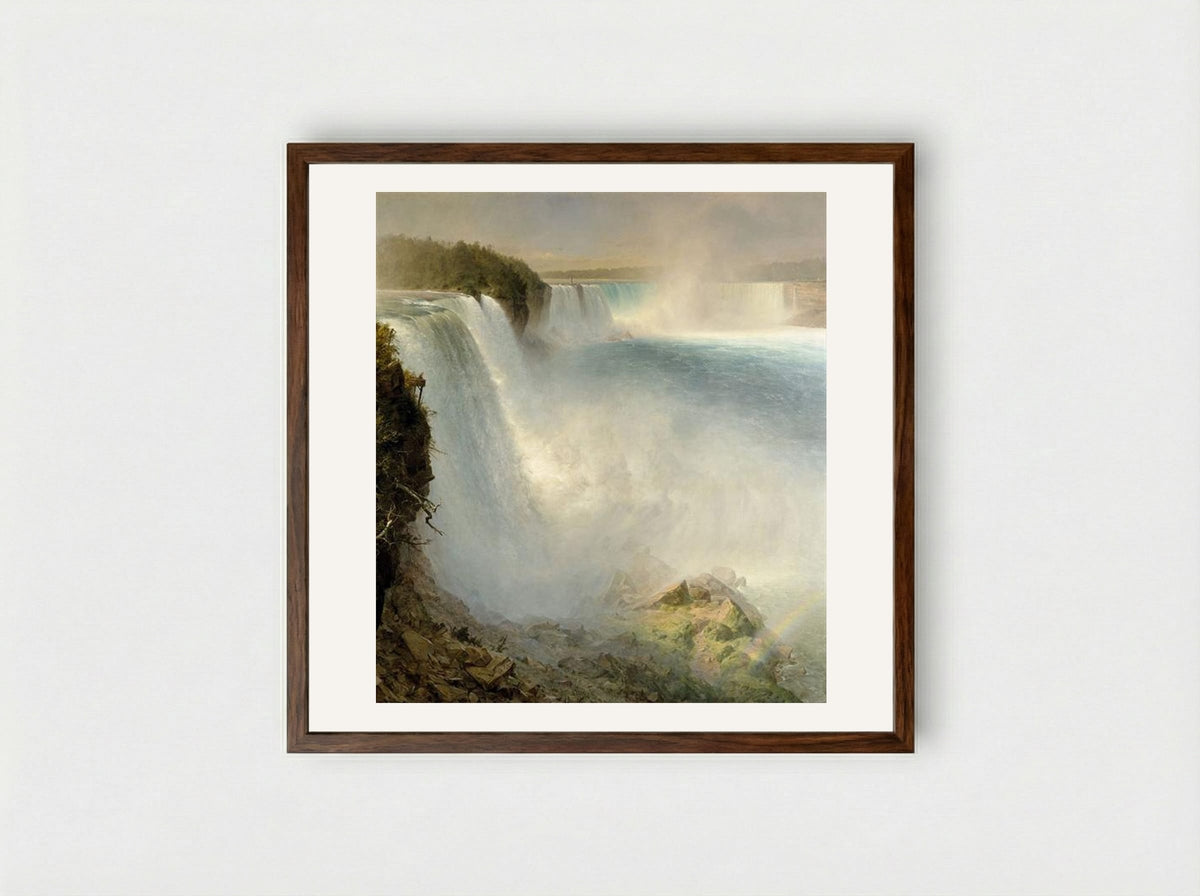 Niagara Falls, from the American Side - Frederic Edwin Church - Framed Print Dark Wood