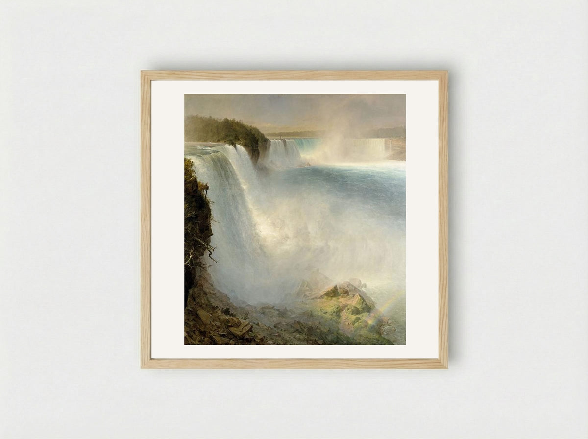 Niagara Falls, from the American Side - Frederic Edwin Church - Framed Print Wood
