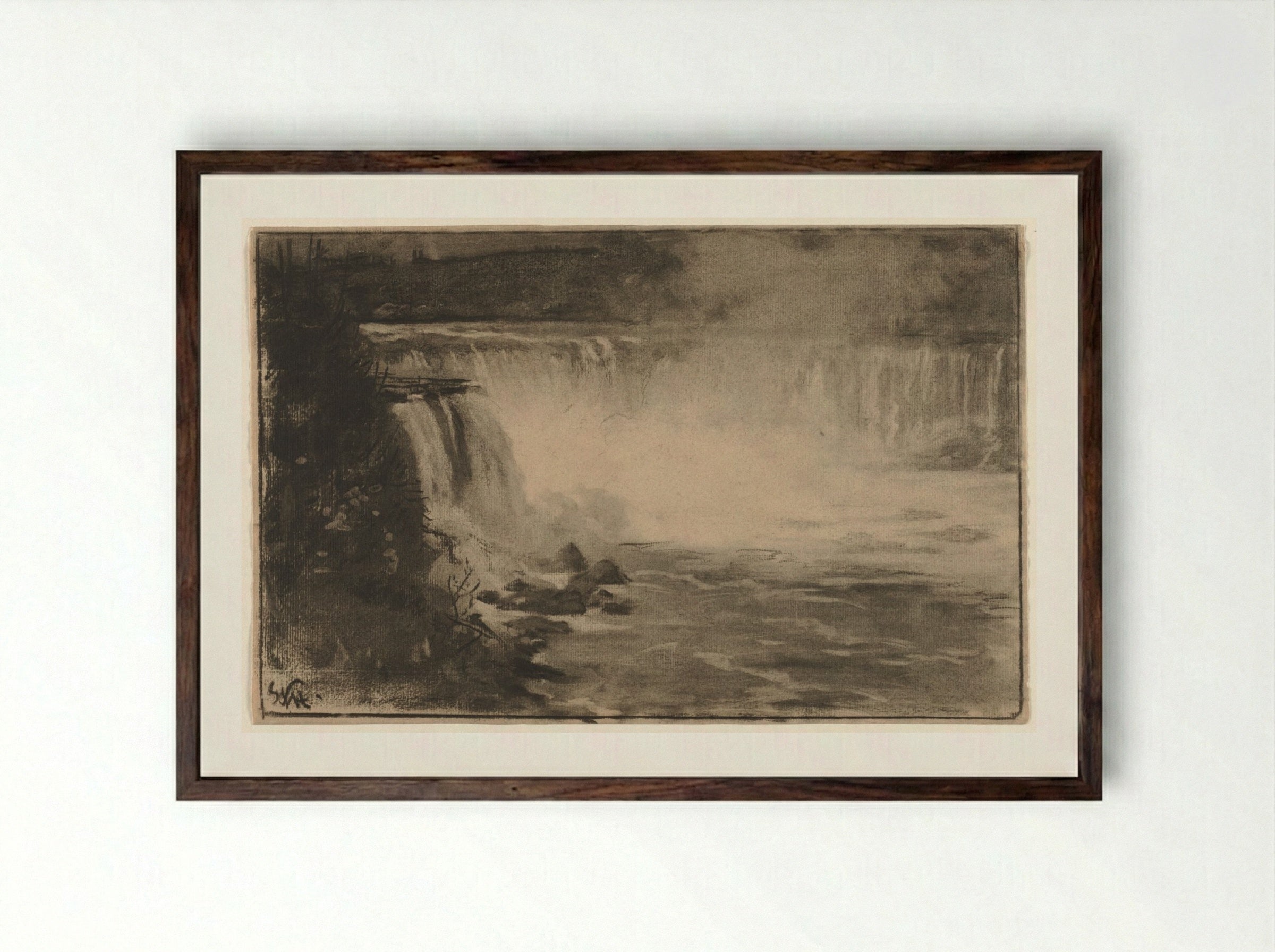 Niagara Falls - William Morris Hunt - Framed Print Dark Wood