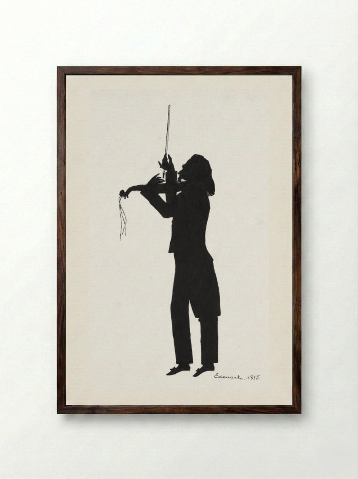 Niccolò Paganini - Auguste Edouart - Framed Print Dark Wood
