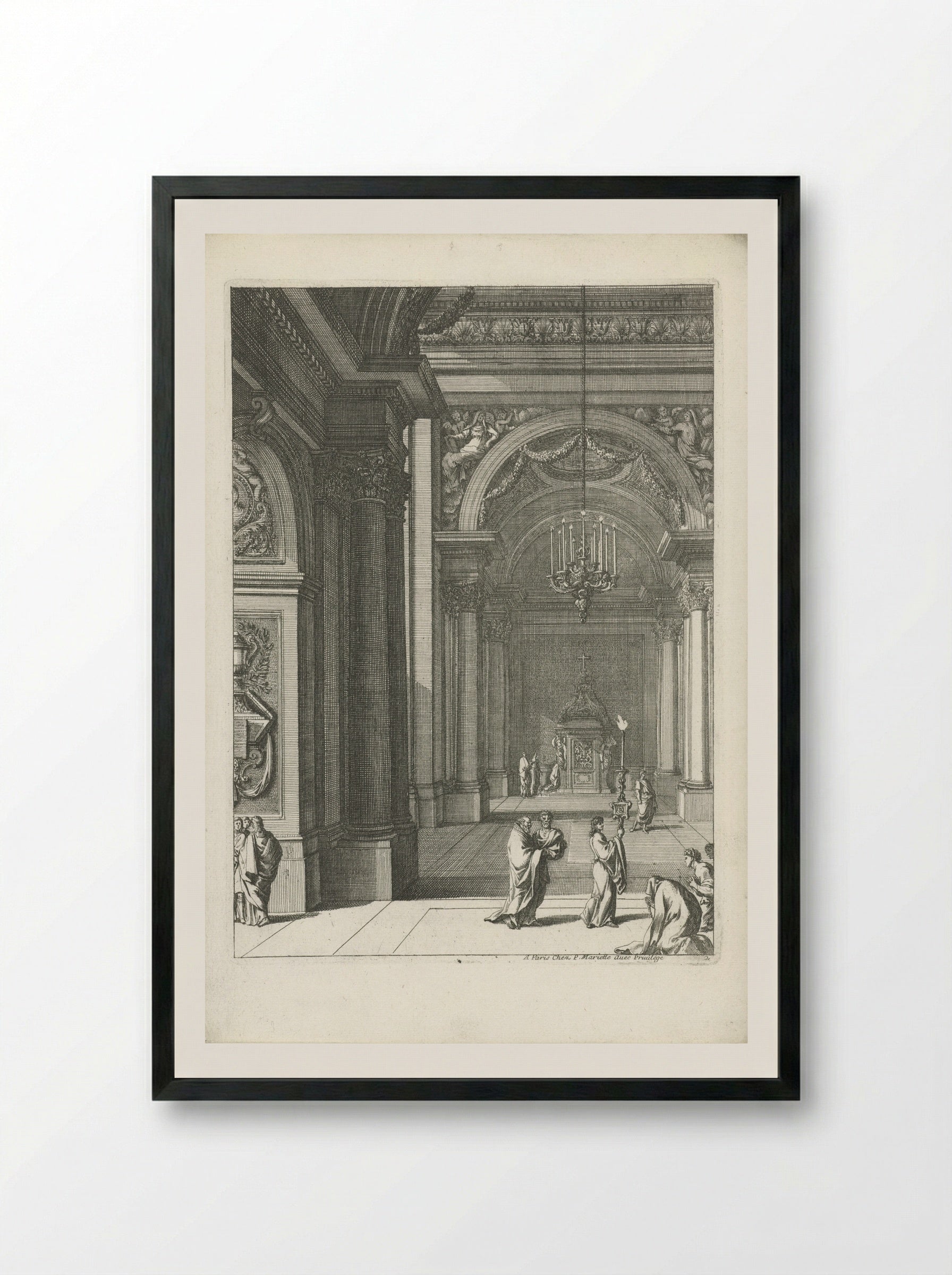 Niche in a Corridor - Jean Lepautre - Framed Print Black