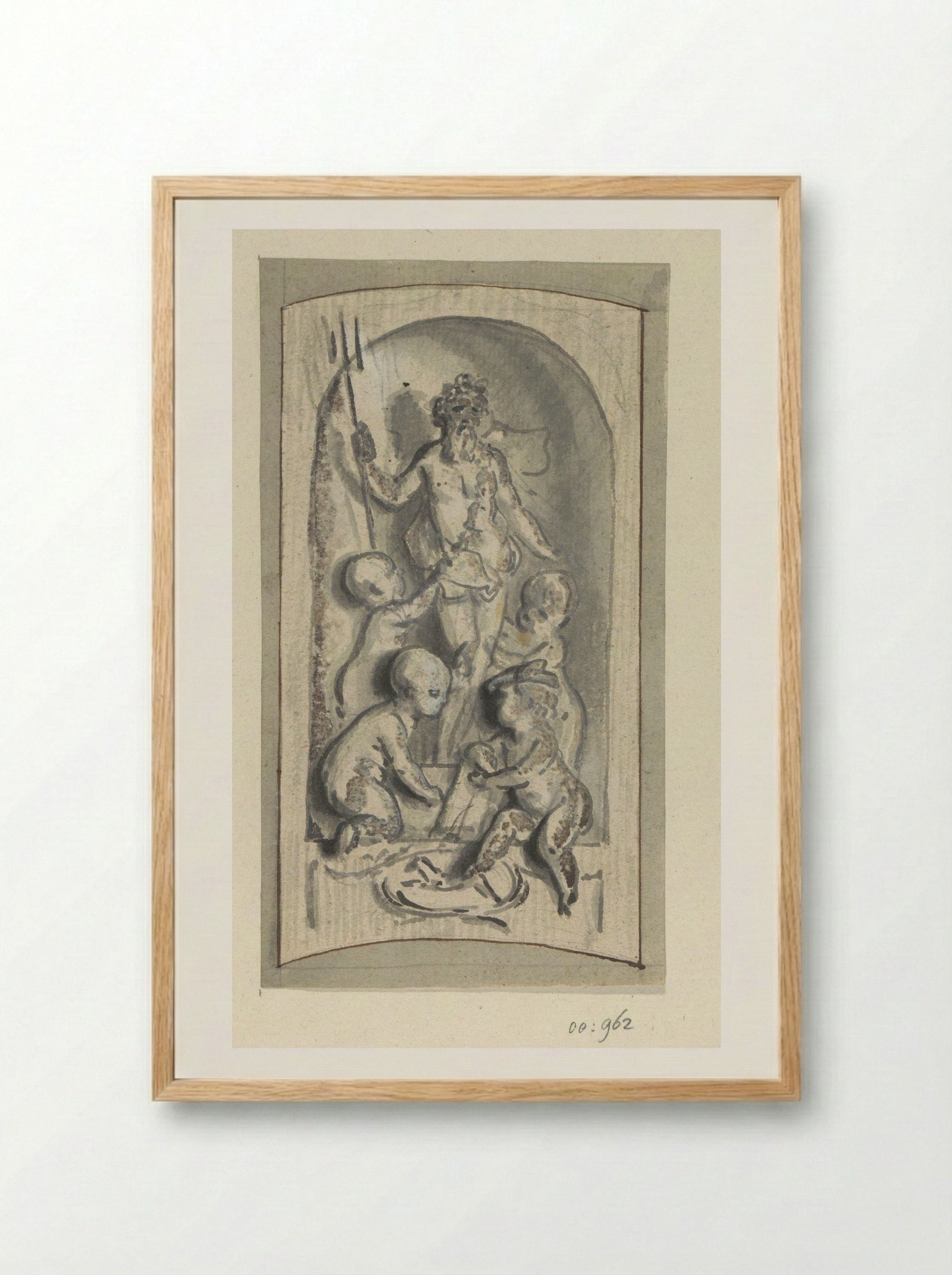Niche with Neptune and Putti - Jurriaan Andriessen - Framed Print Wood
