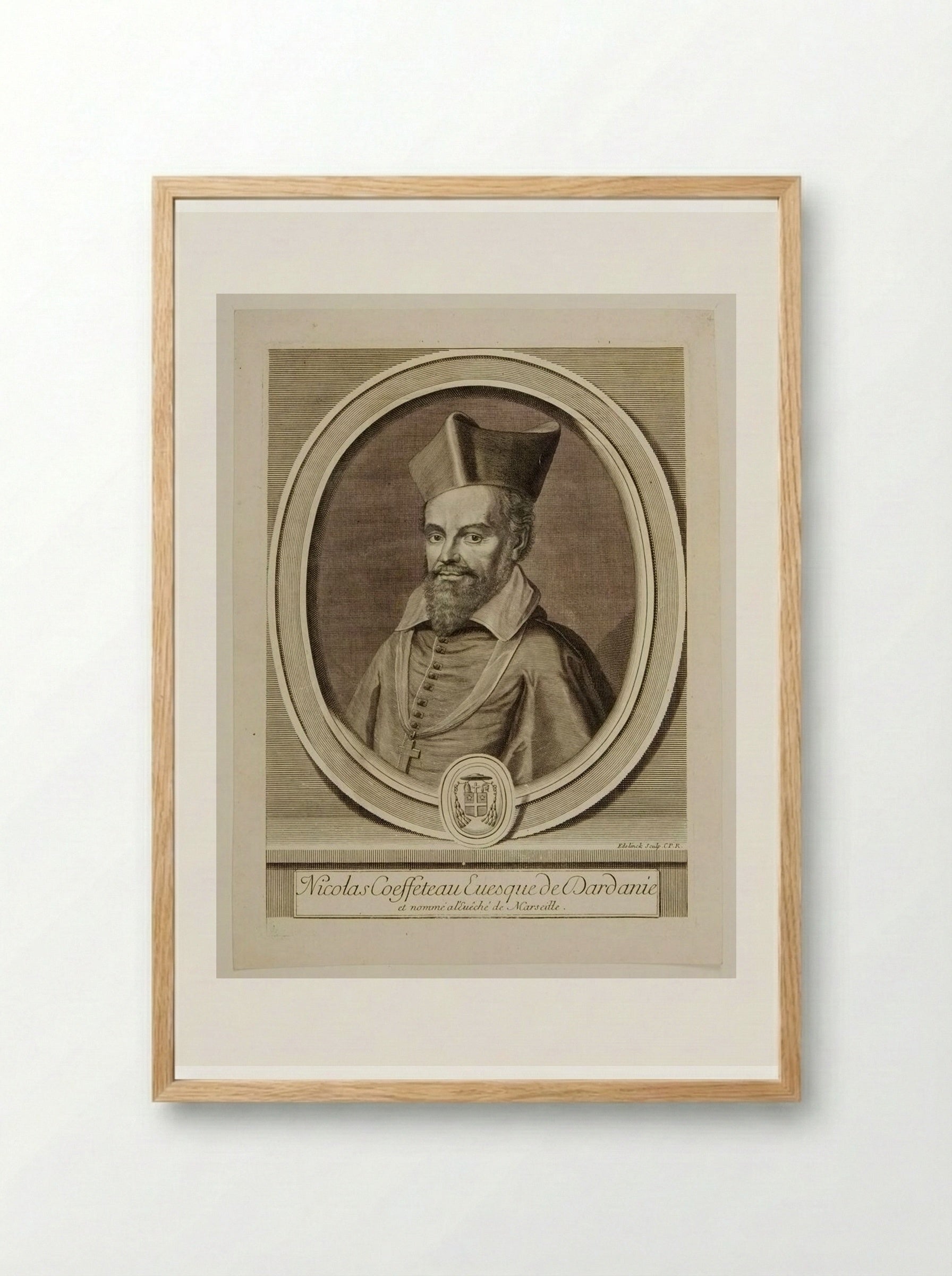 Nicolas Coeffeteau, Bishop of Dardanie - Gérard Edelinck - Framed Print Wood