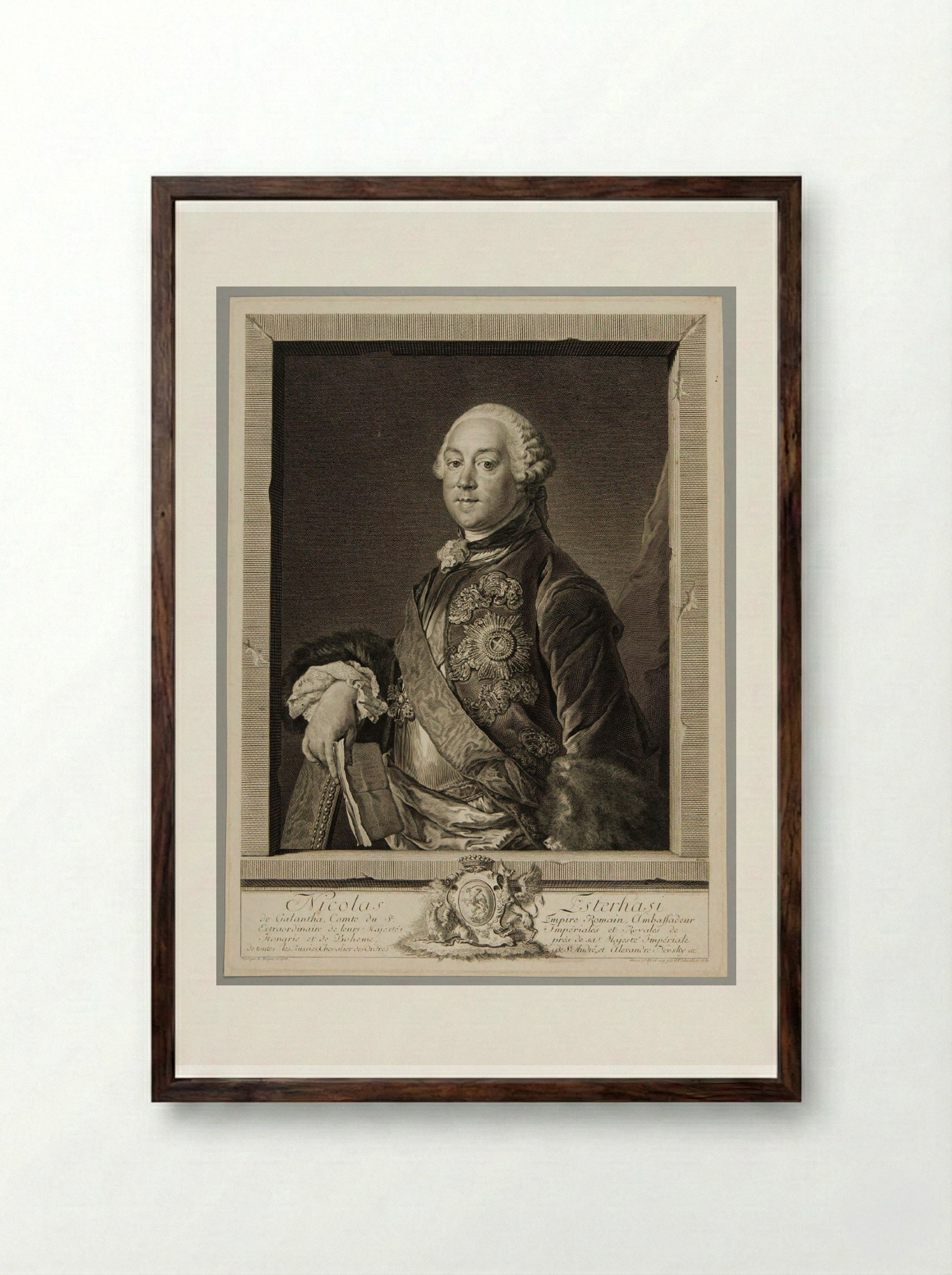 Nicolas Esterhazy de Galantha - Georg Friedrich Schmidt - Framed Print Dark Wood