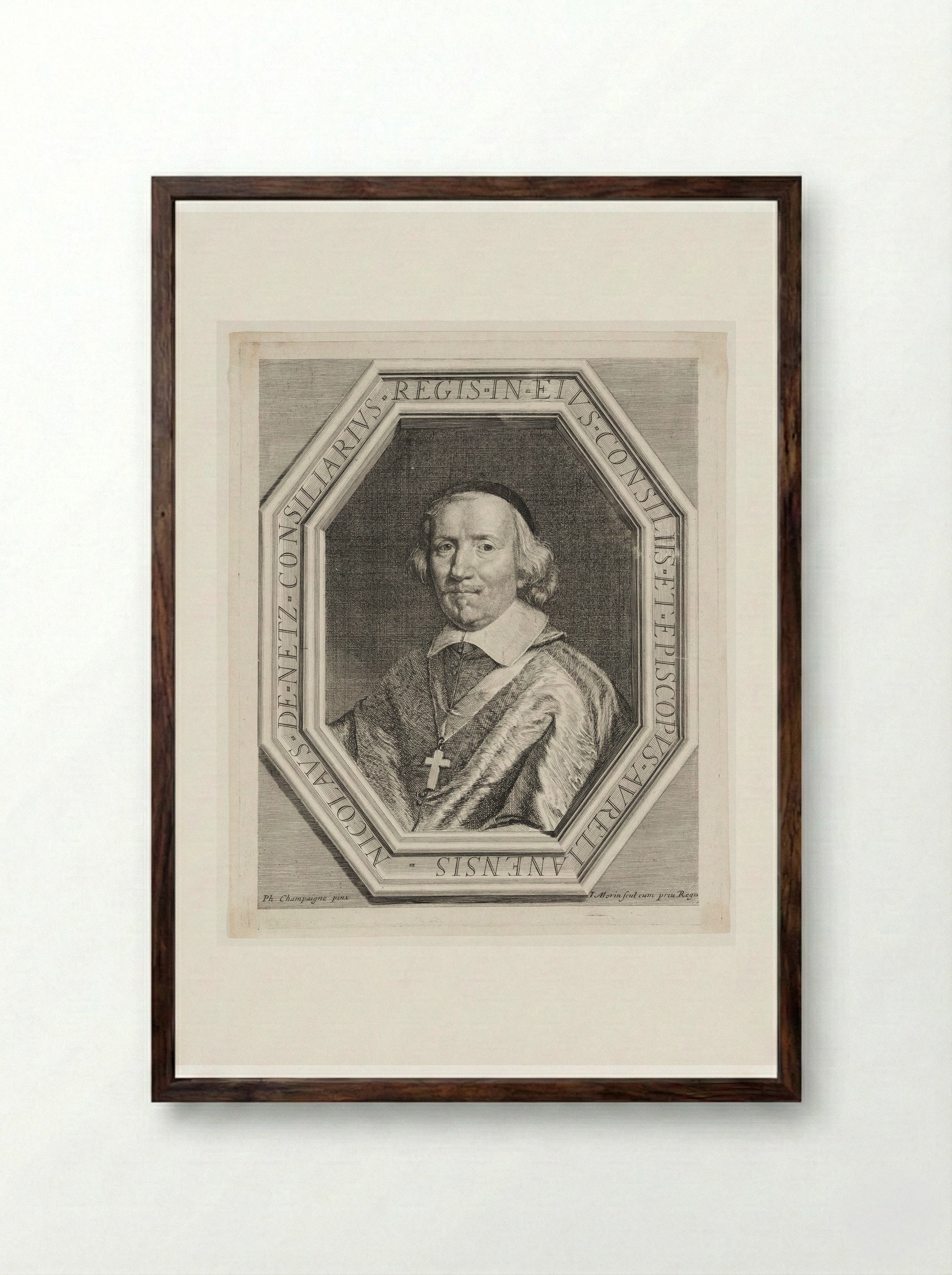 Nicolas de Netz, Bishop of Orleans - Jean Morin - Framed Print Dark Wood